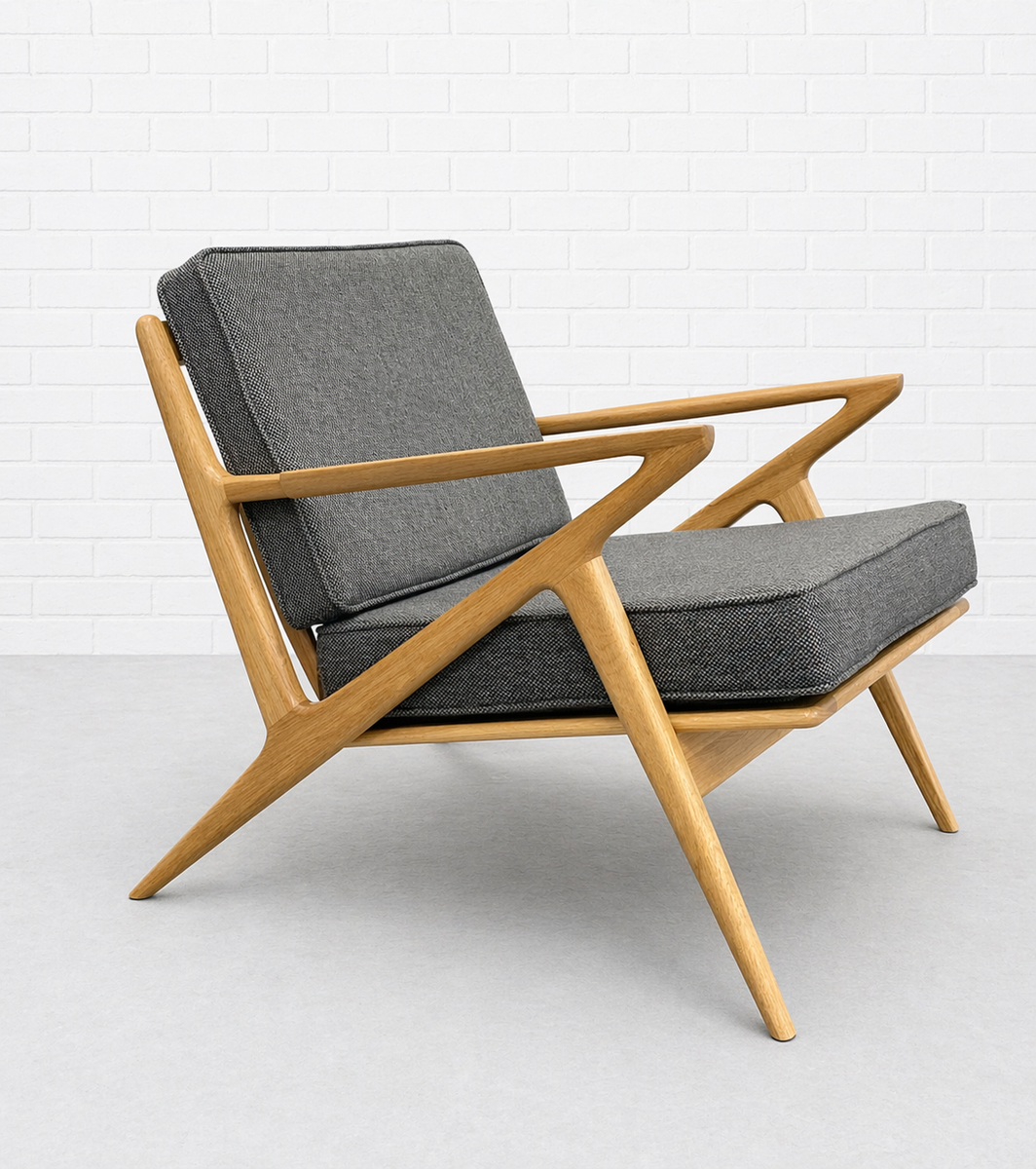 Mid Century Modern Oak Lounge Chair | Handcrafted Armchair with