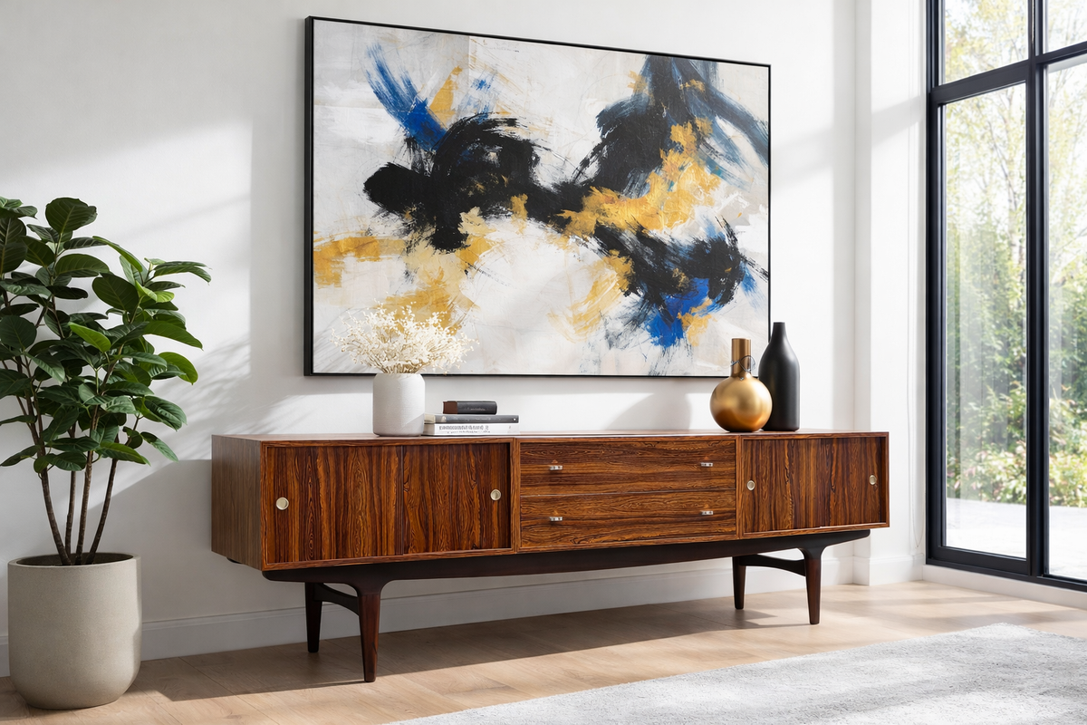 Extra Long Mid Century Rosewood Credenza by Møbelfabriken Gern
