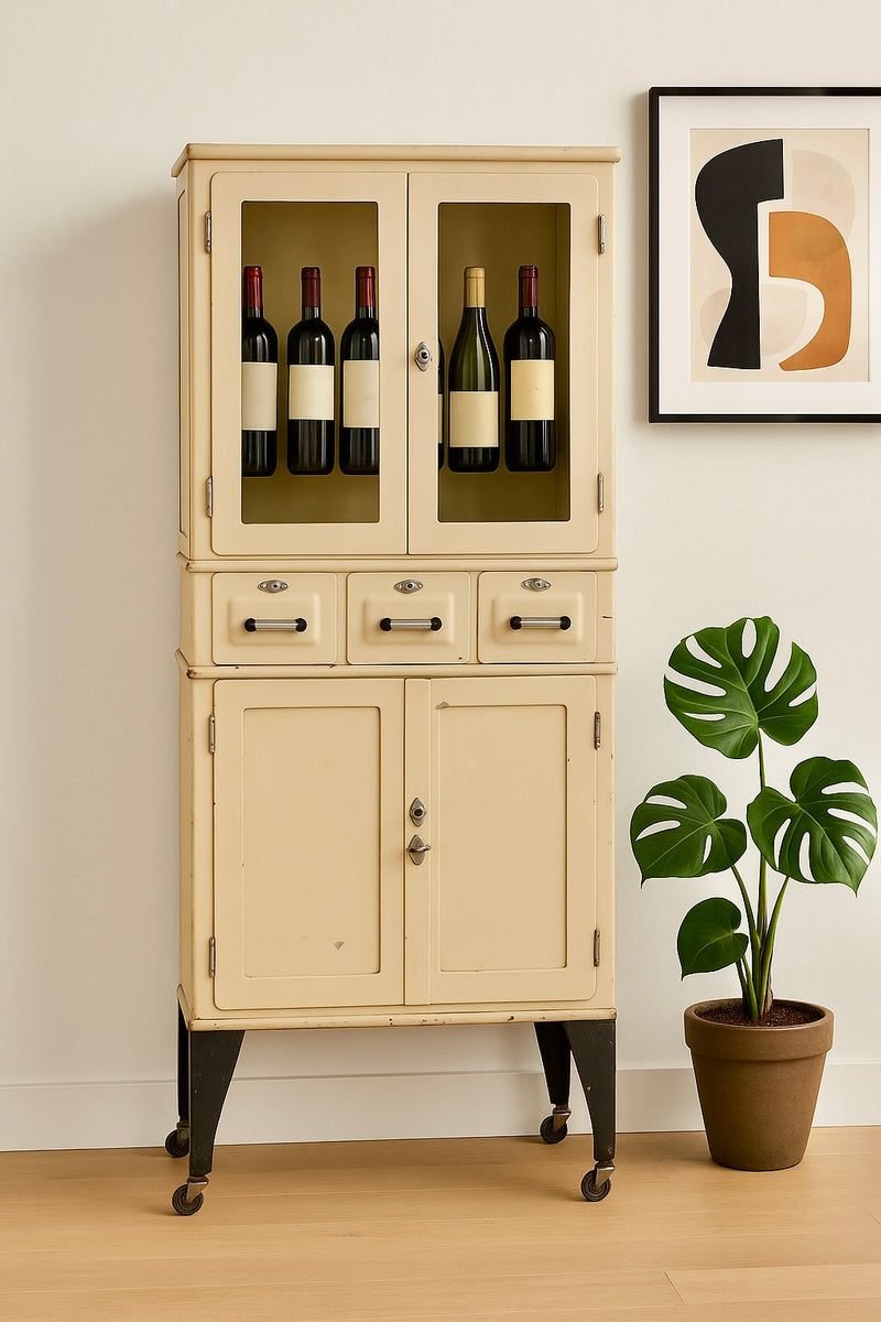 Vintage ART DECO Industrial METAL Medical Cabinet on Casters, c. 1930' Circa60 Vintage ART DECO Industrial METAL Medical Cabinet on Casters, c. 1930' Circa60