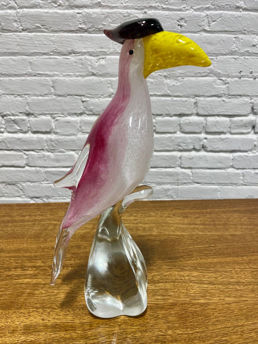 Maestri Murano ピンク ホワイト 波模様 鳥 工芸品 E871 Maestri Murano ピンク ホワイト 波模様 鳥 工芸品 E871 Maestri