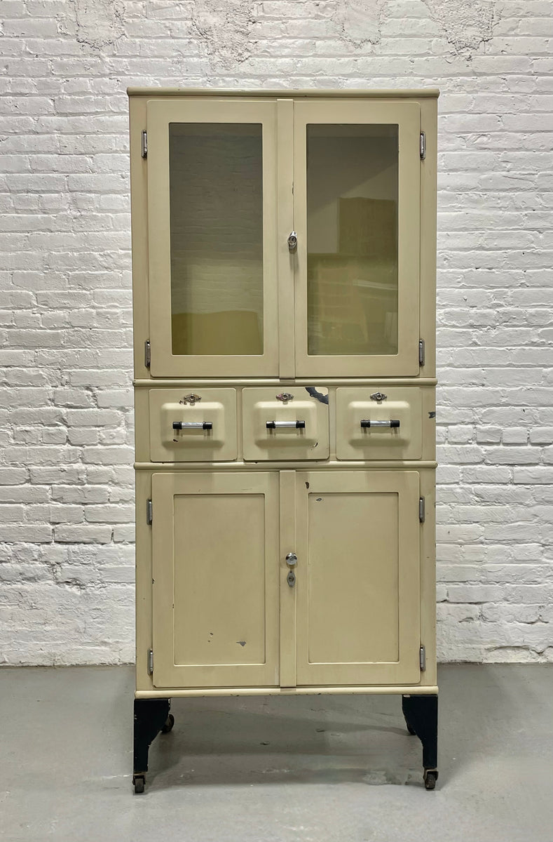 vintage metal hospital dresser Vintage ART DECO Industrial METAL Medical Cabinet on Casters, c. 1930' –  Circa60