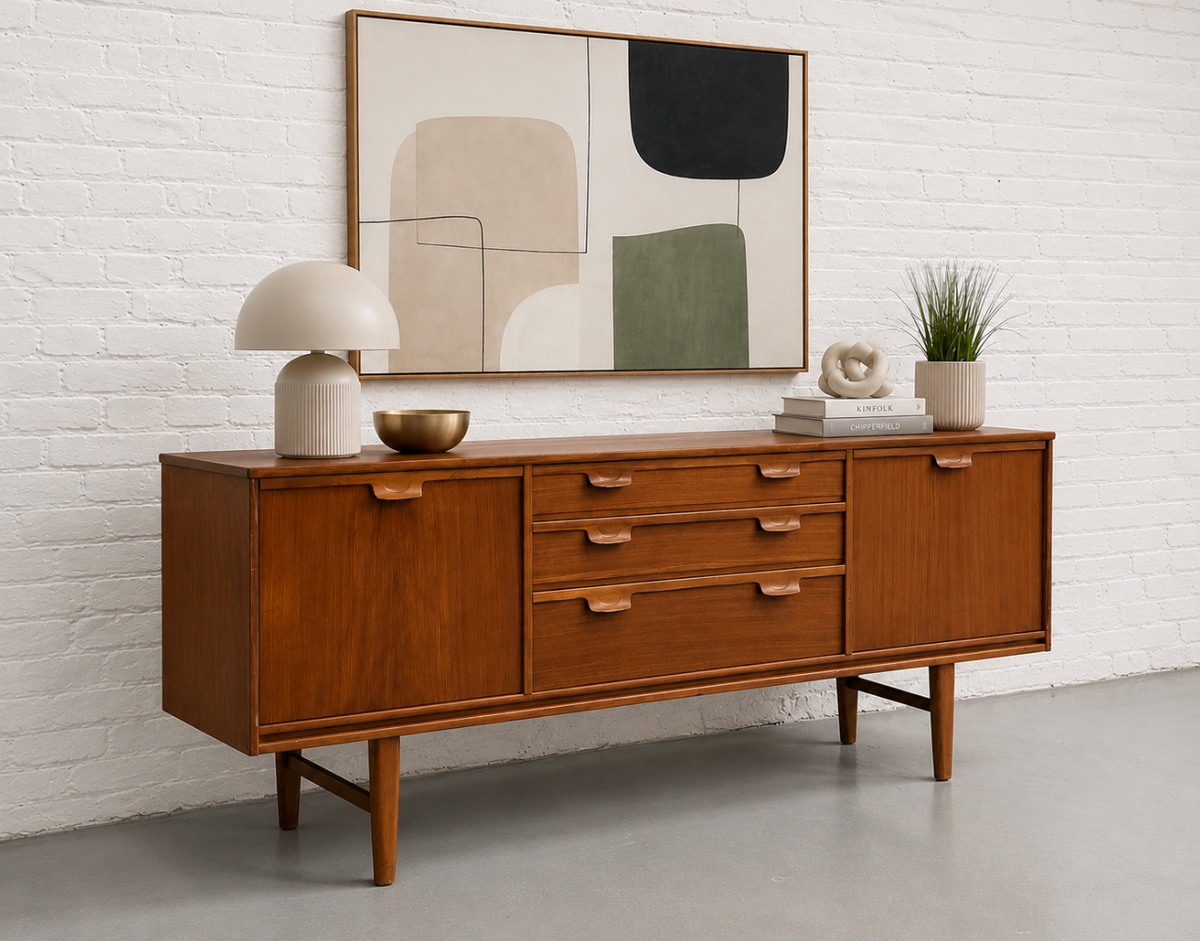 Mid Century Modern Danish Teak Credenza / Media Console – 1960s