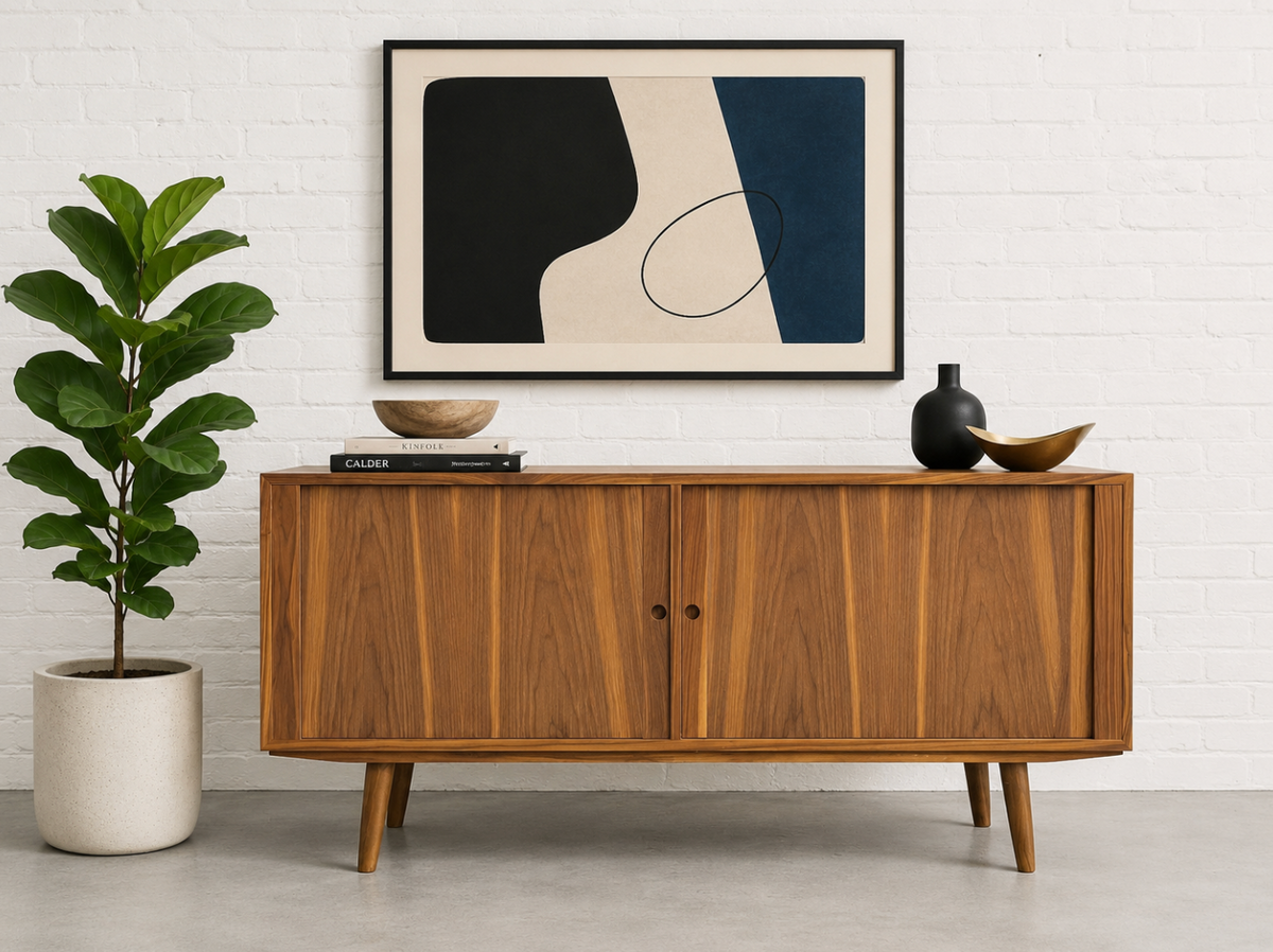 Apartment Sized Mid Century Modern WALNUT CREDENZA | Walnut