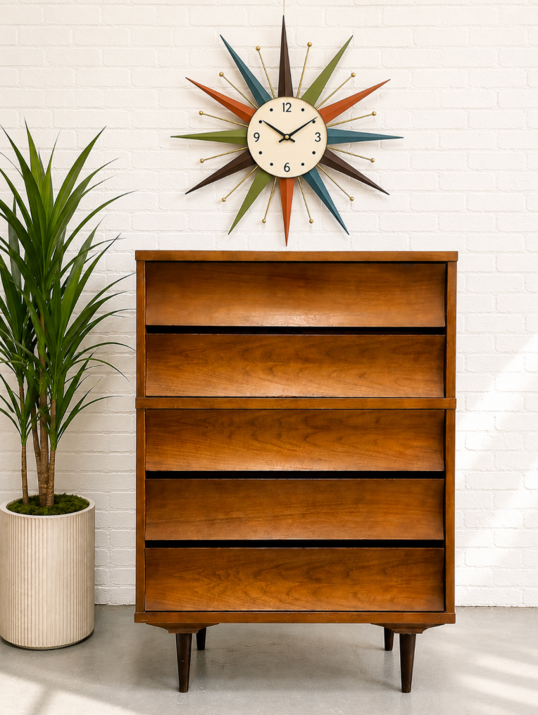 vintage mid century modern dresser Mid Century Modern Scalloped Tall DRESSER by Johnson Carper