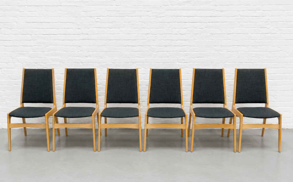Rare set of 5 Mid-Century Modern Danish teak dining chairs by