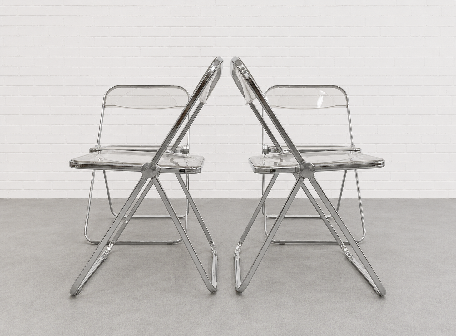 Mid Century Modern Lucite Plia Folding Chairs, Giancarlo Piretti