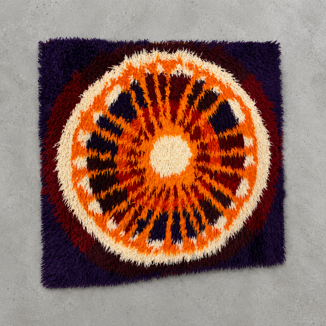 Mid Century Modern Scandinavian Square Small RYA RUG / Carpet, c Mid Century Modern Scandinavian Square Small RYA RUG / Carpet, c