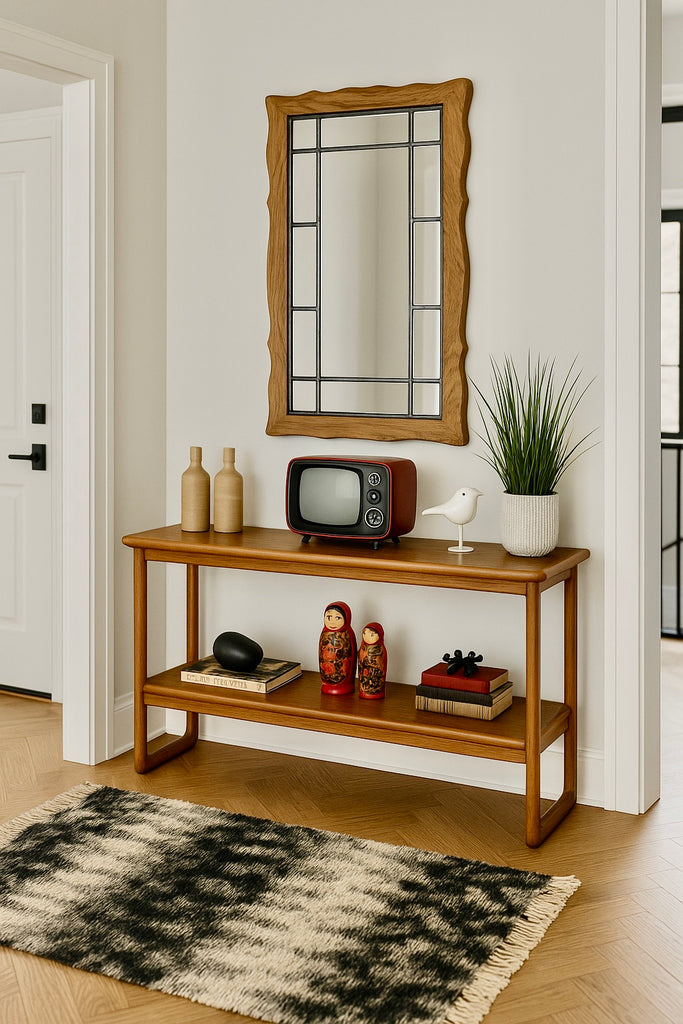 lane furniture walnut oak console table sofa hallway