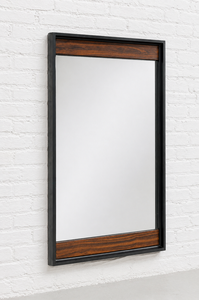 Vintage Mid Century MODERN Ebonized + Rosewood MIRROR by American