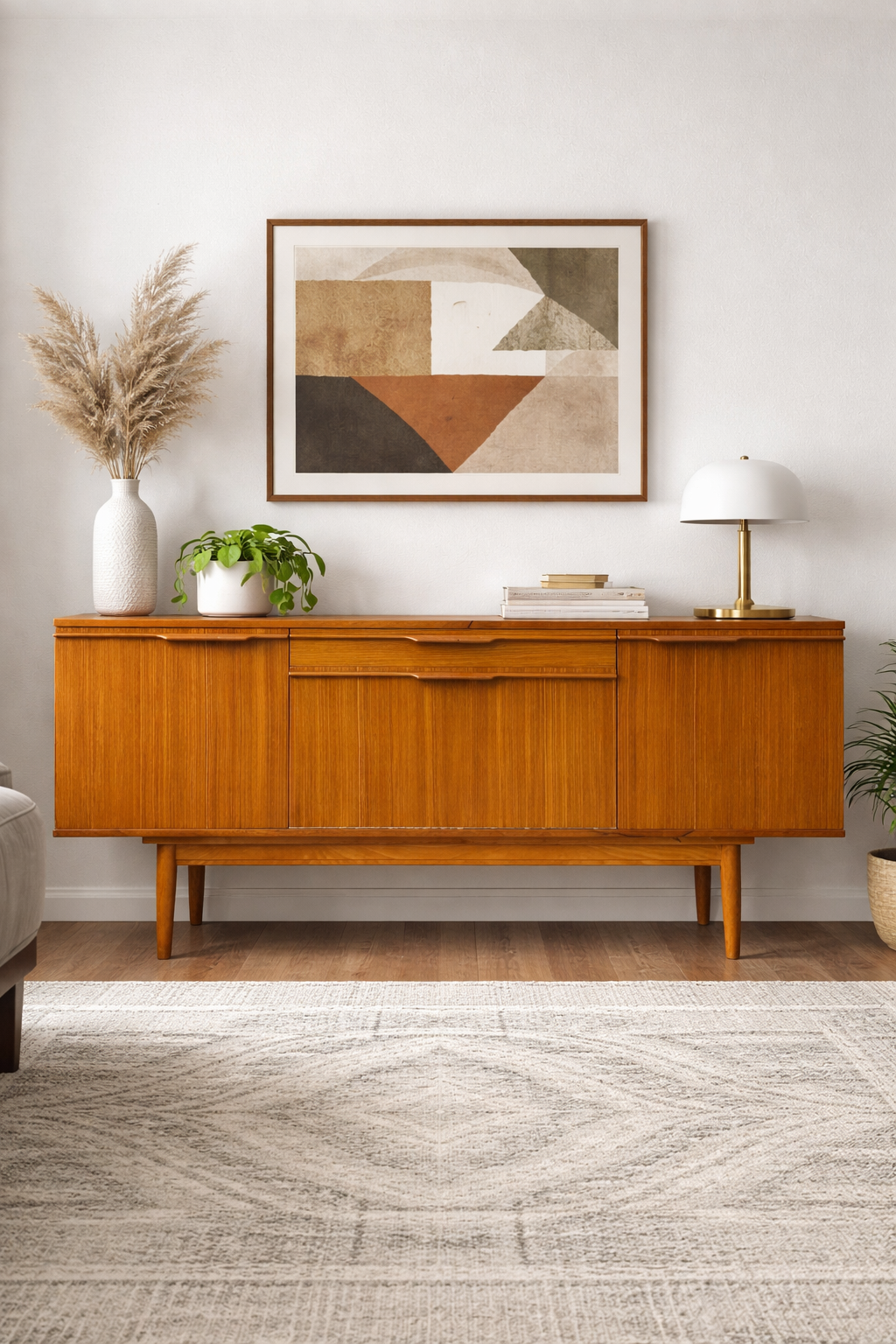 midcentury額 Mid Century Modern Zebrawood Sideboard / Credenza | Drop Front Bar