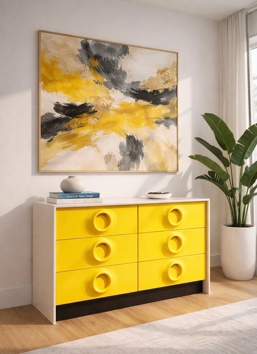 dresser yellow Mid Century Modern YELLOW Double DRESSER In The Style of Raymond Loewy