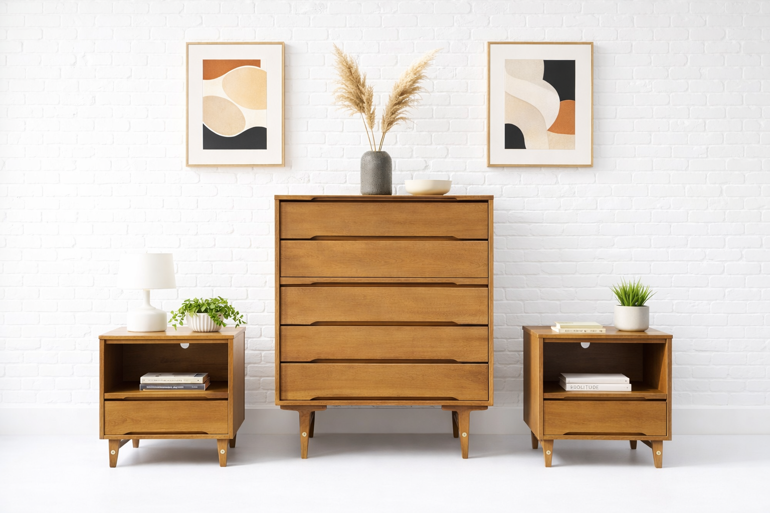 Mid Century Modern DRESSER + NIGHTSTANDS SET by Stanley Furniture