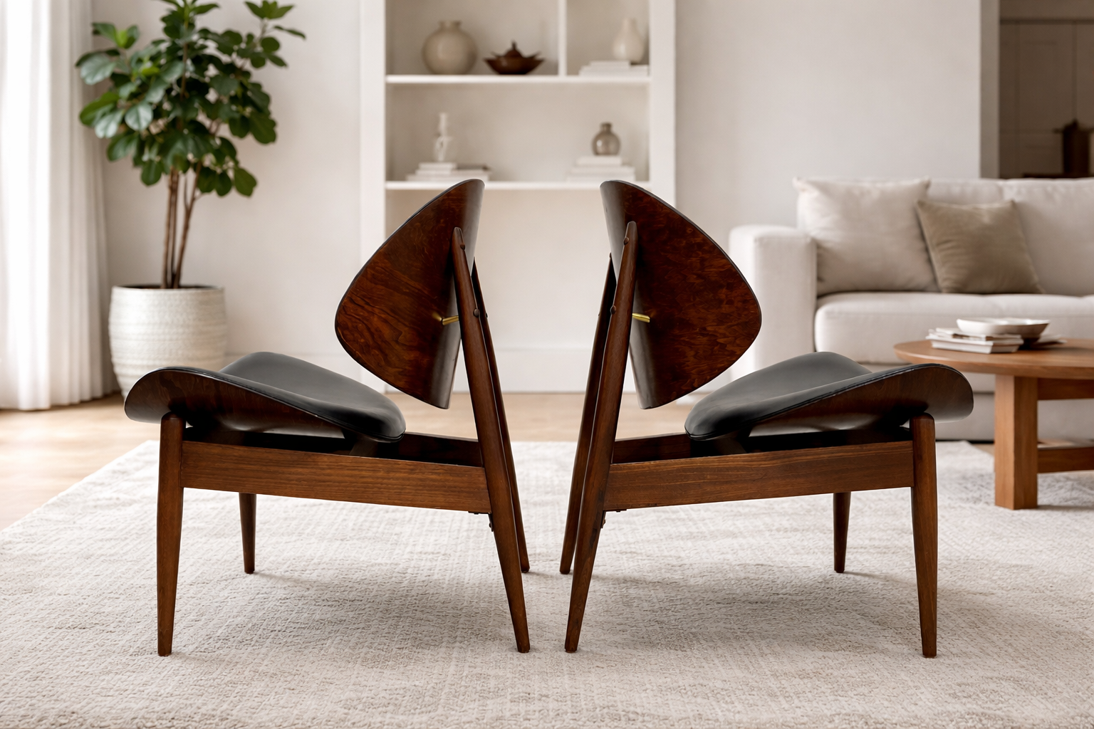 Pair - Mid Century Modern CLAM CHAIRS by KODAWOOD, c. 1960s – Circa60
