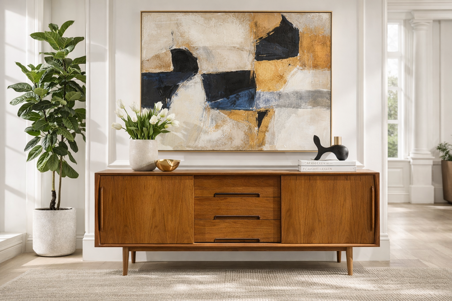 CLASSIC + Long Mid Century MODERN styled Danish CREDENZA | Teak CLASSIC + Long Mid Century MODERN styled Danish CREDENZA | Teak