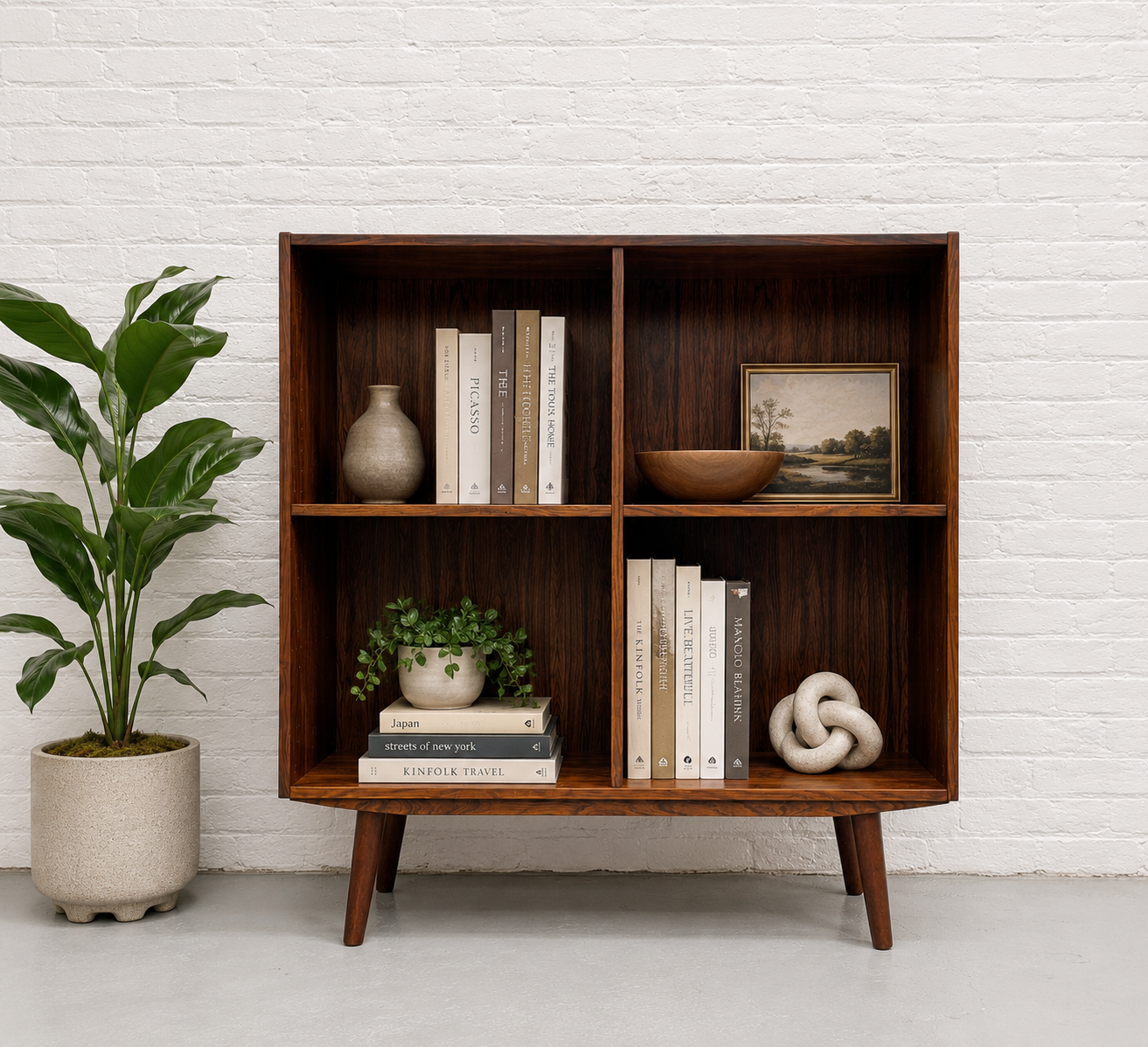 DANISH Mid Century Modern ROSEWOOD BOOKCASE / Vinyl Storage, c