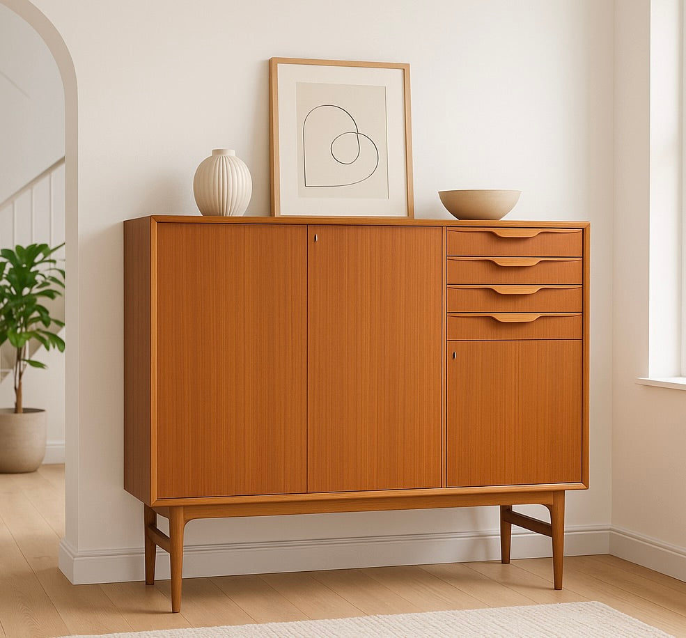 Mid Century Modern Swedish TEAK Highboard CREDENZA by Beril