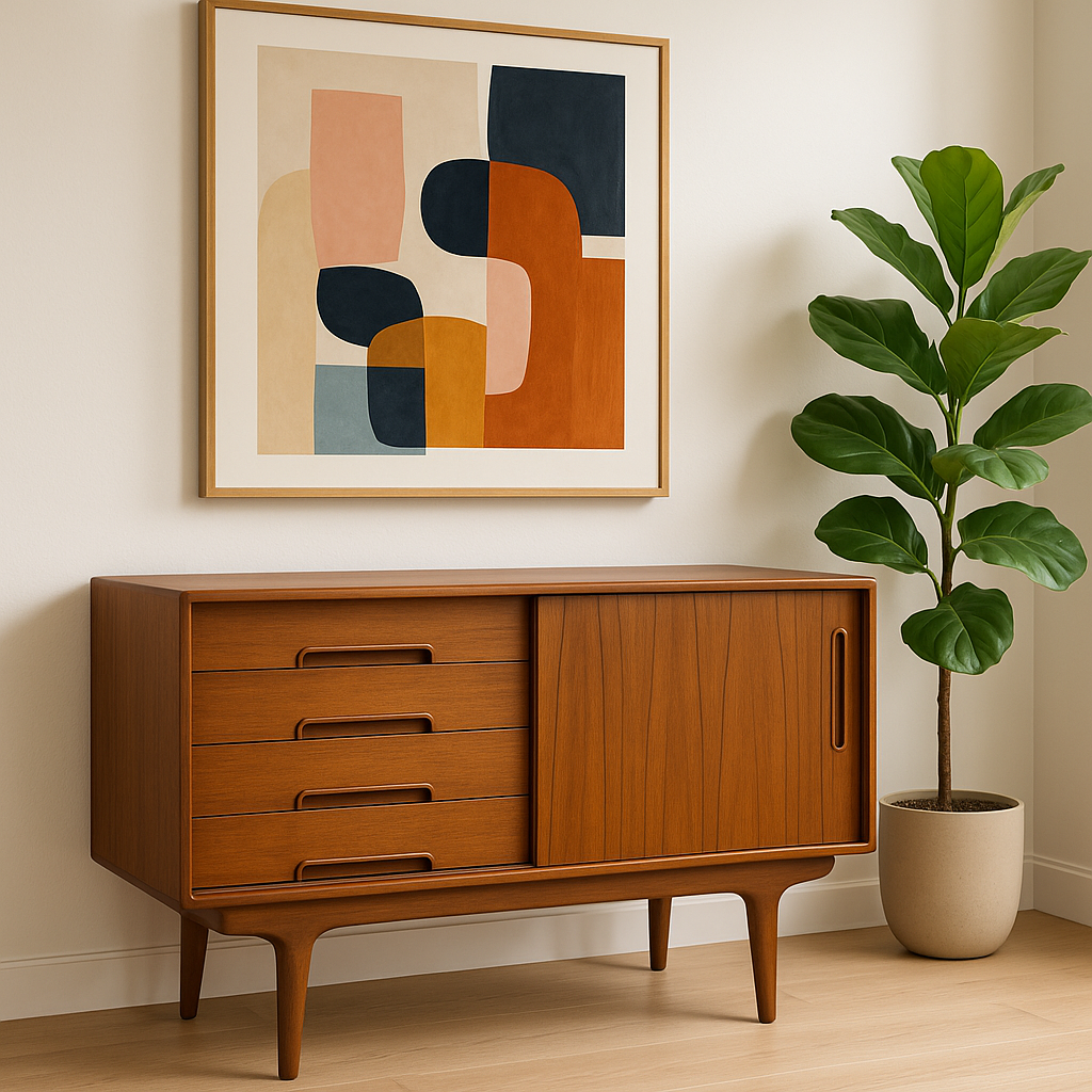 Apartment Sized DANISH Mid Century Modern styled CREDENZA / Media Stand / Sideboard