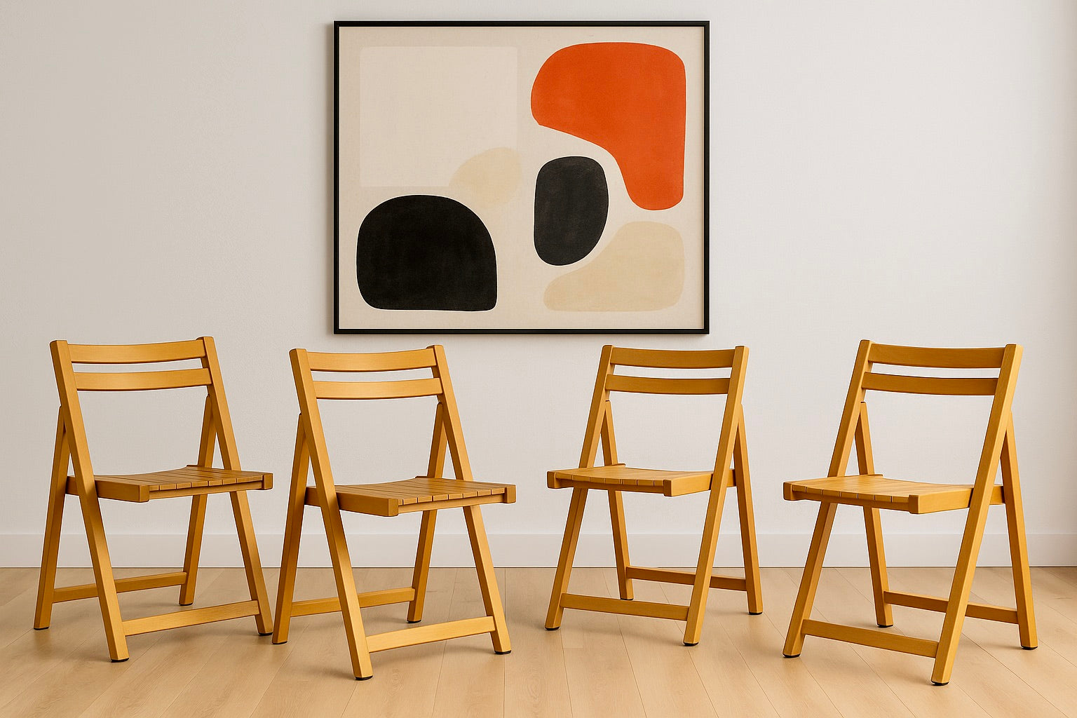 Mid Century MODERN FOLDING DINING CHAIRS, Set of 4