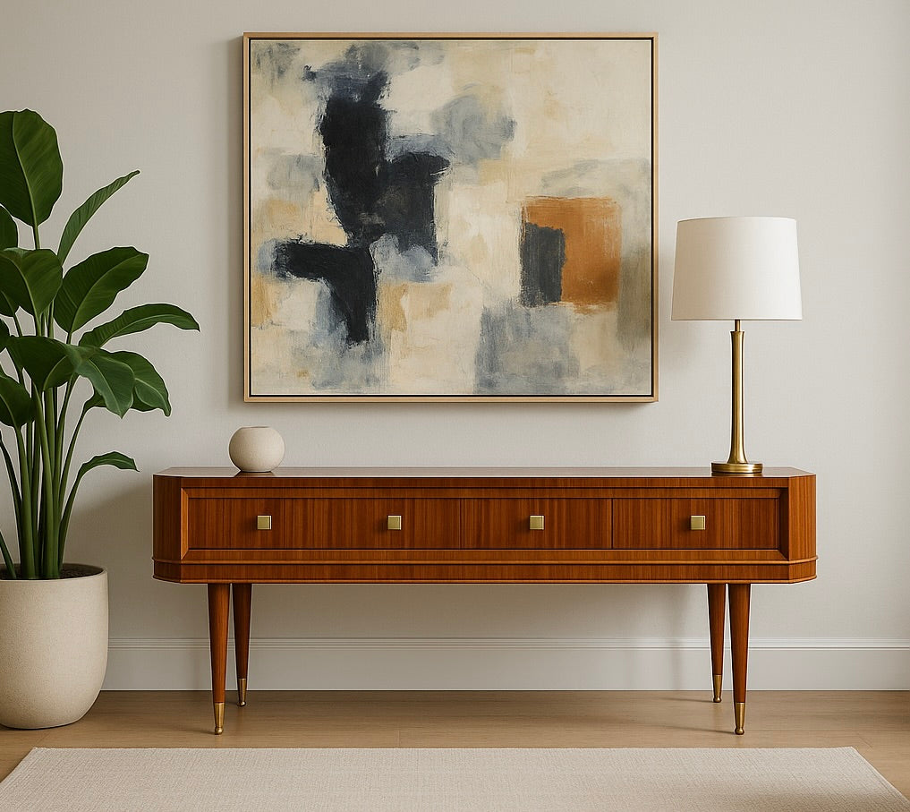 Mid Century MODERN Sapele Wood French CONSOLE, circa 1950s
