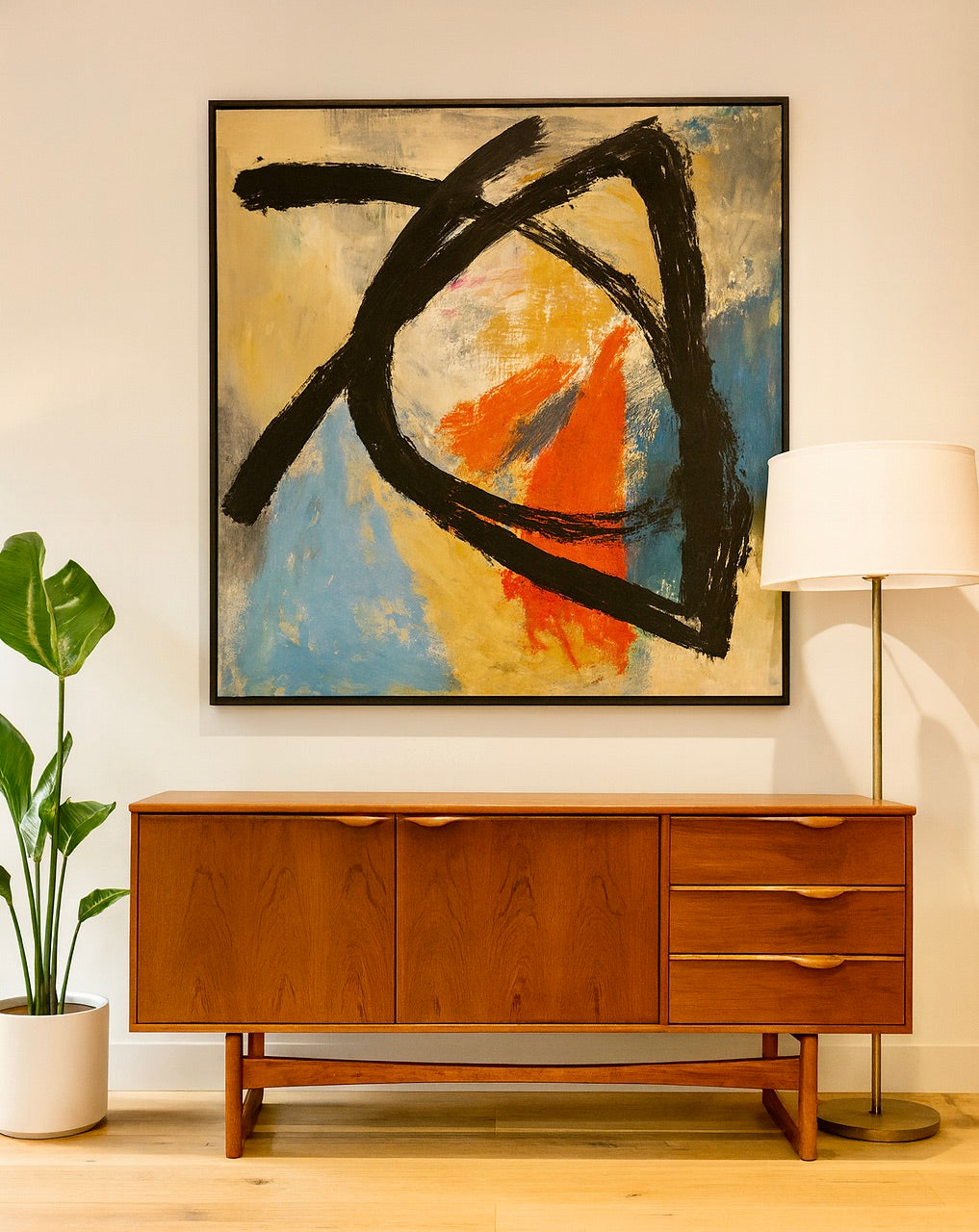 SCULPTED Mid Century Modern Danish styled CREDENZA media stand
