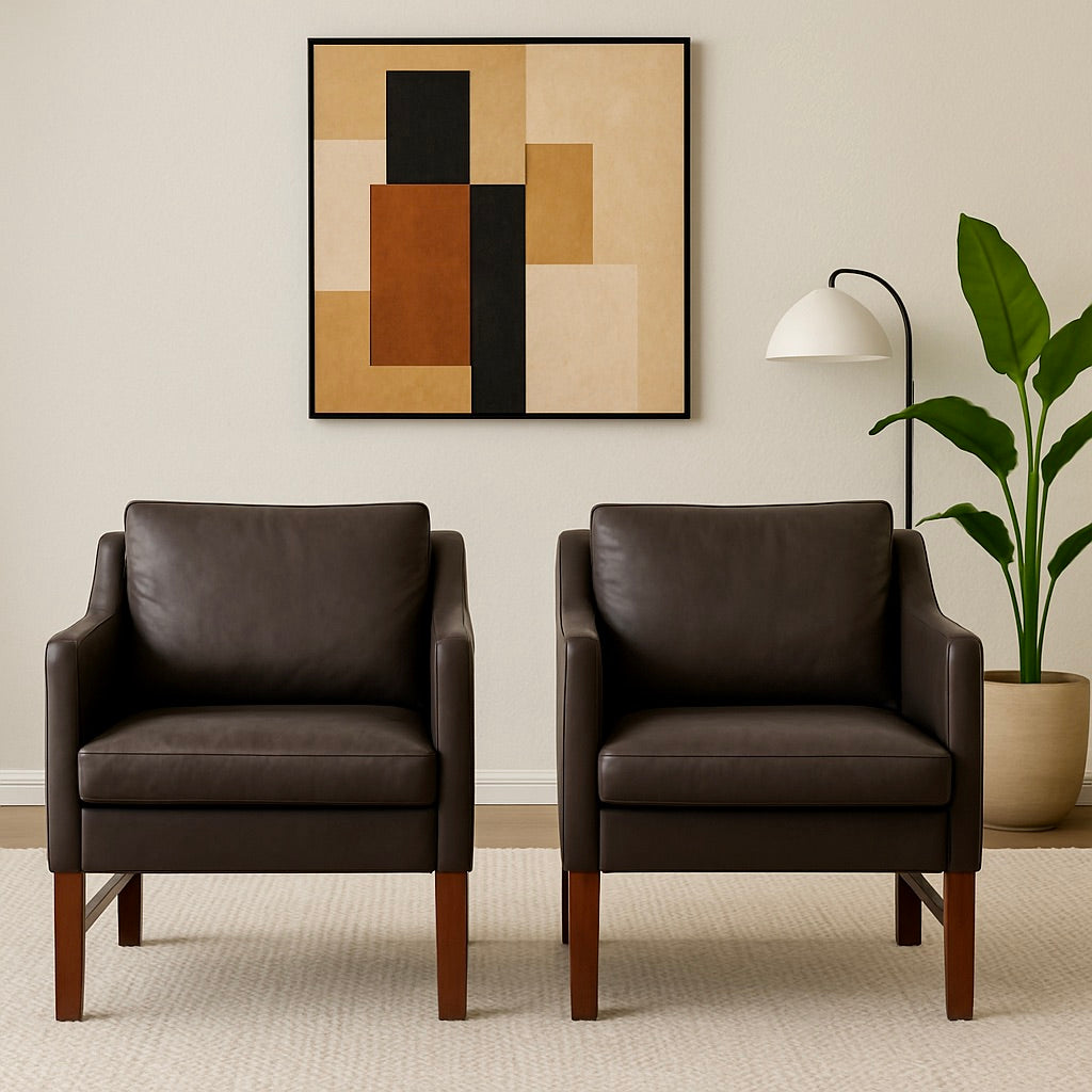 PAIR - Mid Century Modern DANISH Leather LOUNGE CHAIRS by Skipper Mobler, c. 1970’s