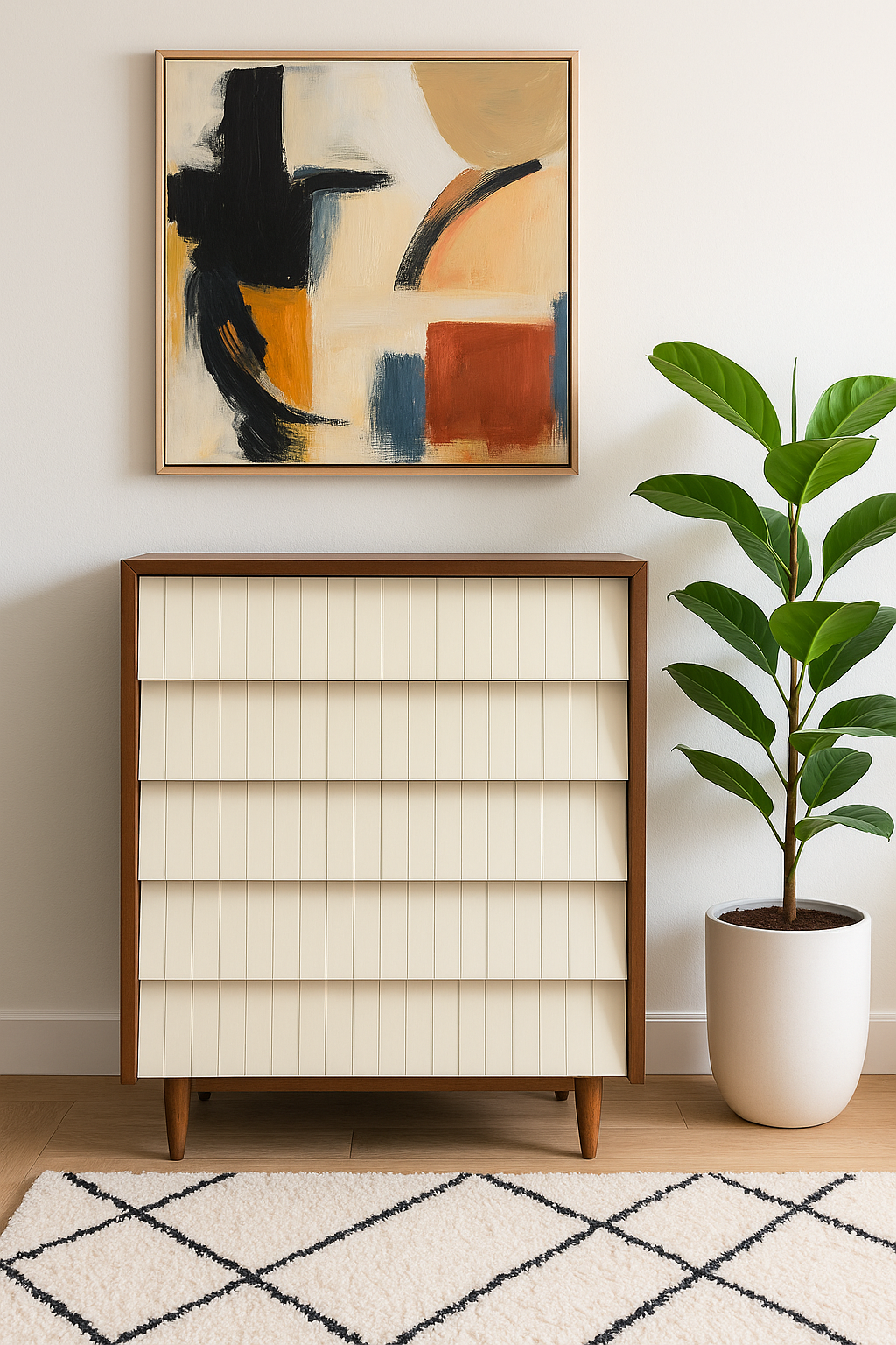 Mid Century MODERN Walnut + White DRESSER by Lawrence Peabody for Child Craft, c. 1960's