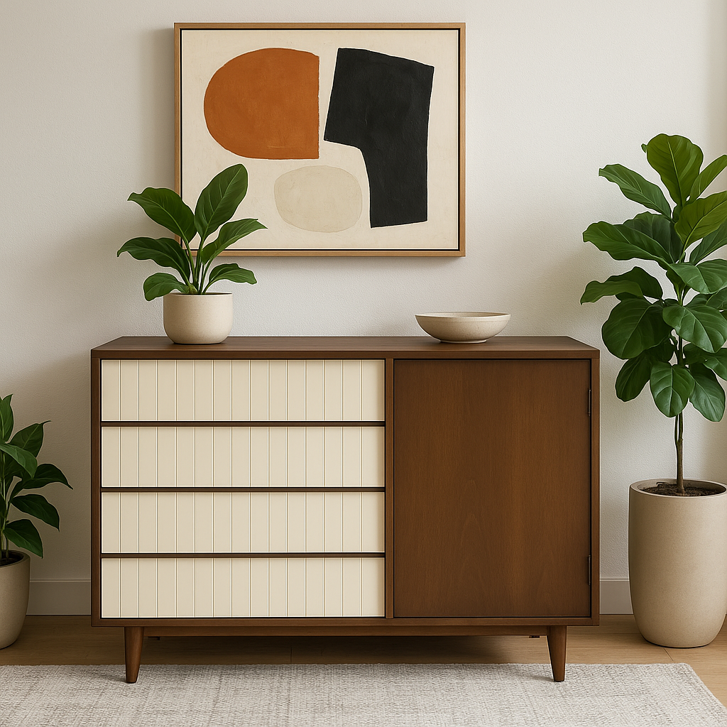 Mid Century MODERN Walnut + White Gentlemen's Chest / DRESSER by Lawrence Peabody for Child Craft, c. 1960's