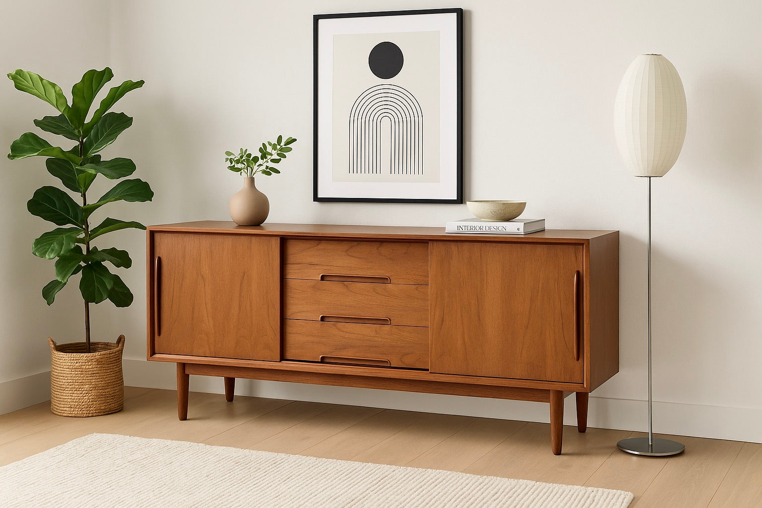 CLASSIC Mid Century MODERN styled Danish CREDENZA / Media Stand / Sideboard