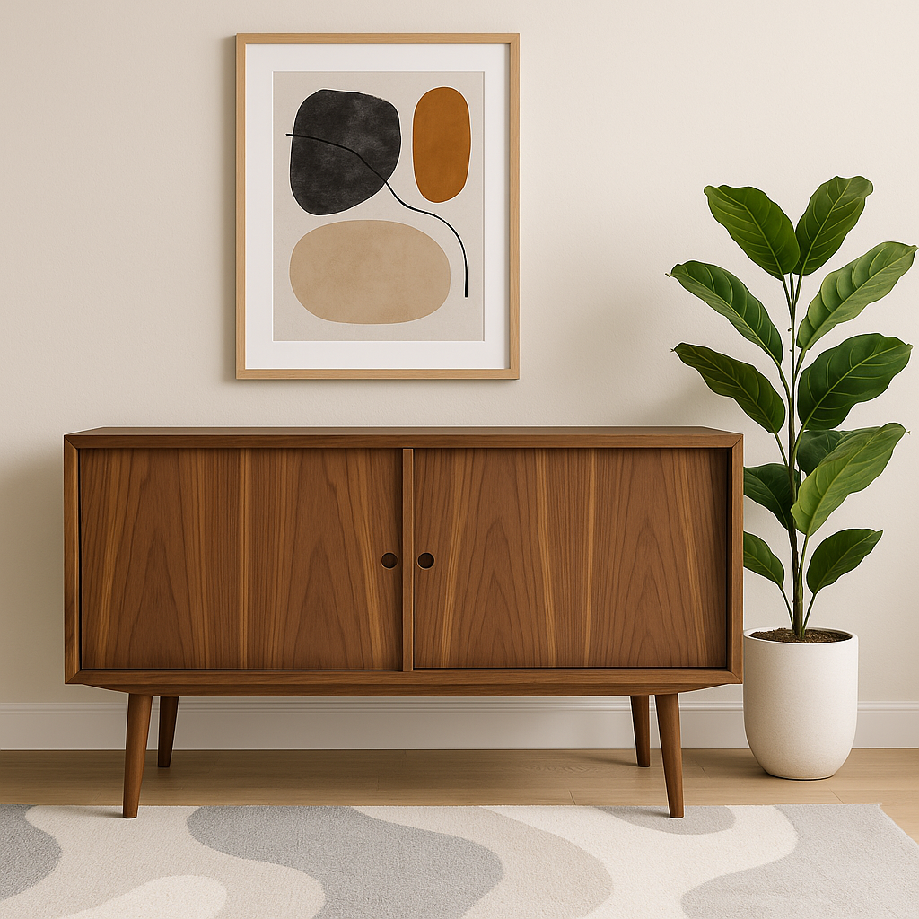 Tambour Door Mid Century Modern WALNUT CREDENZA / Sideboard by Bruno Hansen, Made in Denmark