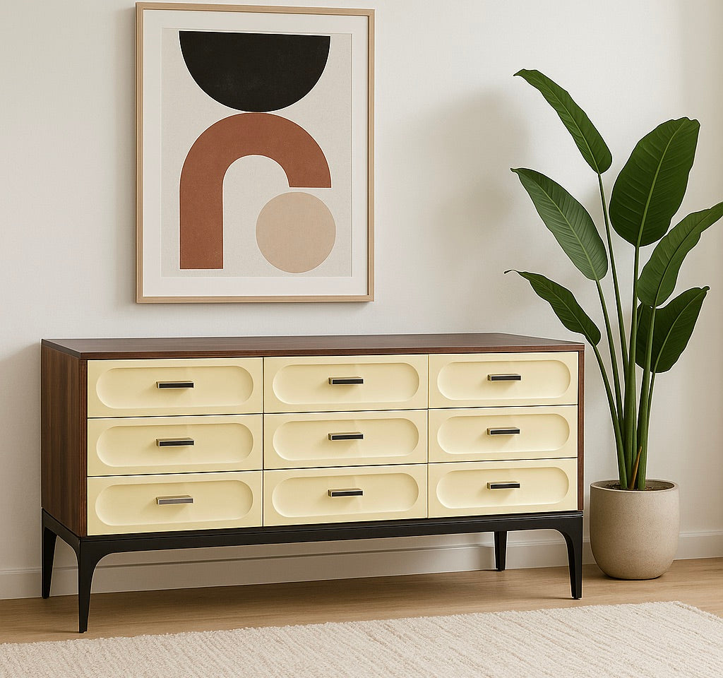 Mid Century Modern Plastic + ROSEWOOD CREDENZA / Long Dresser by Vallieres, c. 1960's Mid Century Modern Plastic + ROSEWOOD CREDENZA / Long Dresser by Vallieres, c. 1960's