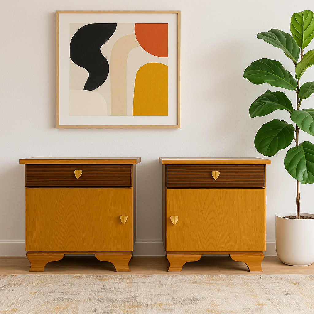 Pair of DUTCH MODERN NIGHTSTANDS / Art Deco, c. 1950's