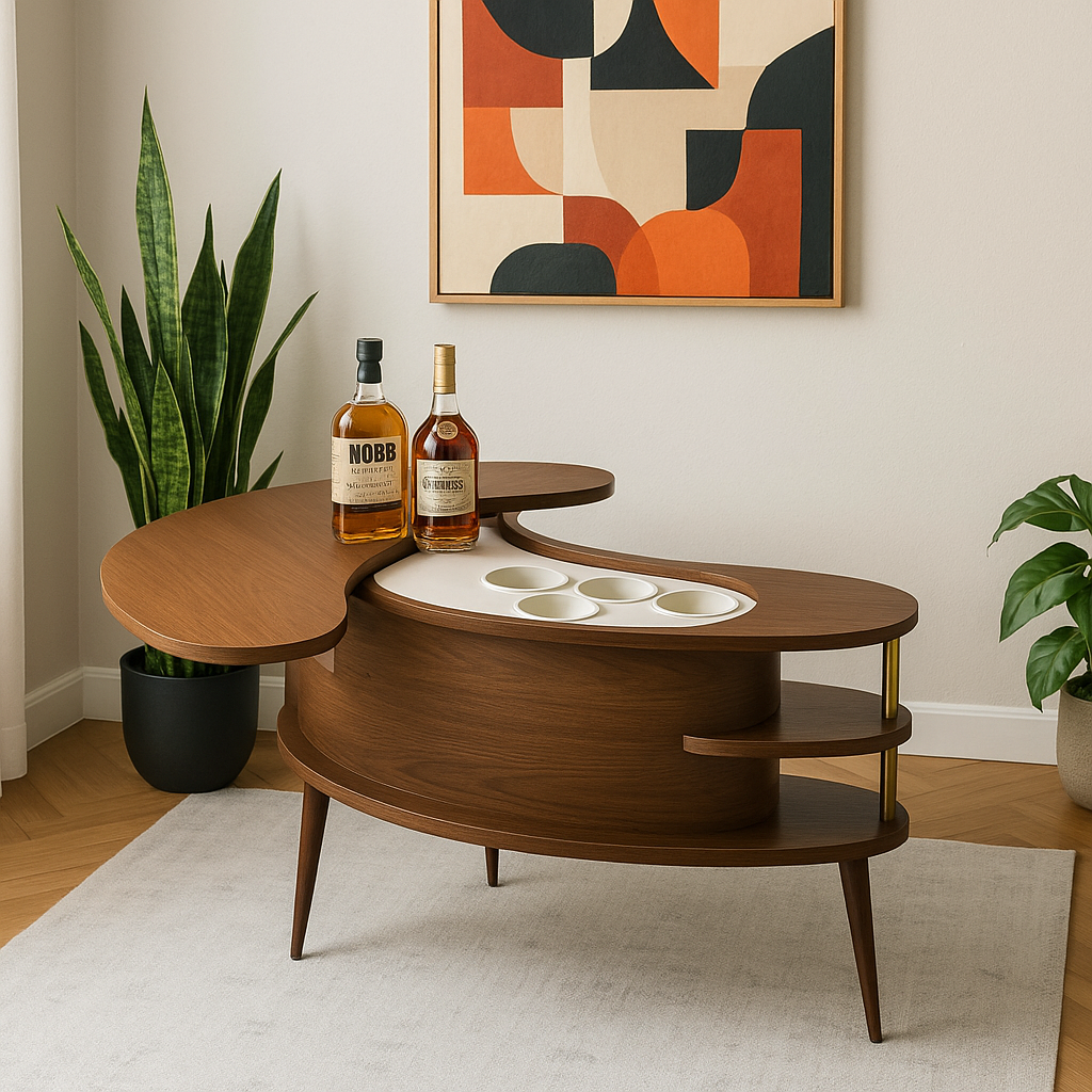 ATOMIC Mid Century MODERN "Grand Server" Boomerang BAR Cabinet, c. 1960’s