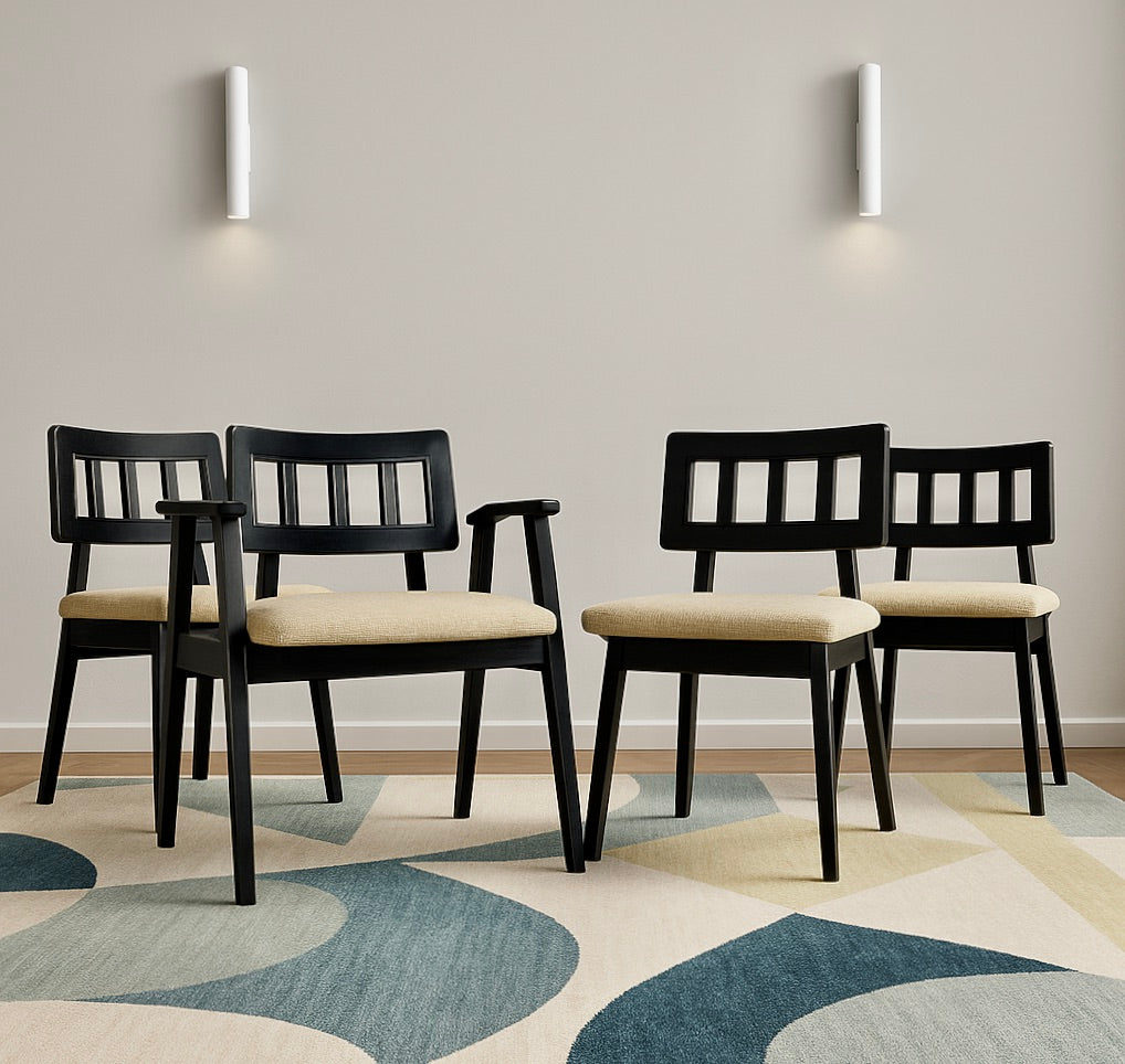 EBONIZED Mid Century Modern DINING CHAIRS, c. 1950's, Set/4