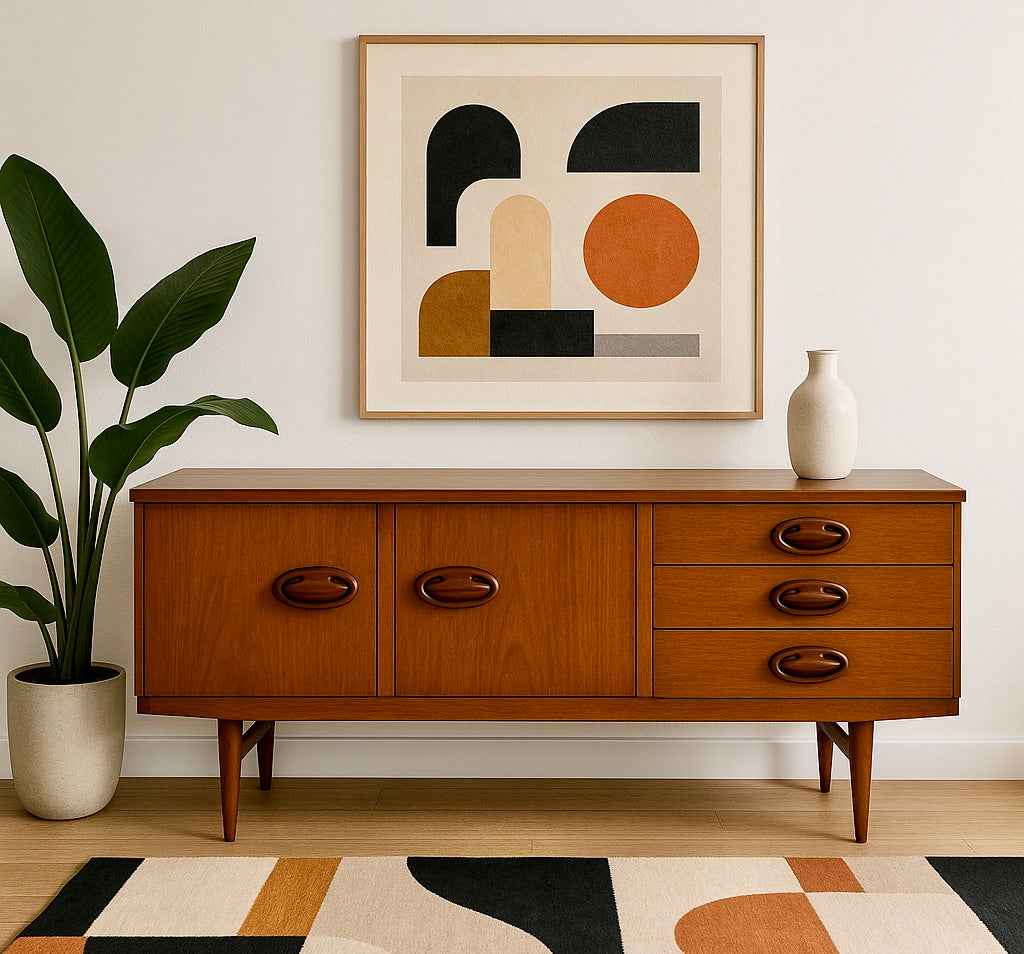 RARE Mid Century Modern Danish Teak CREDENZA / Media Stand, c. 1960's