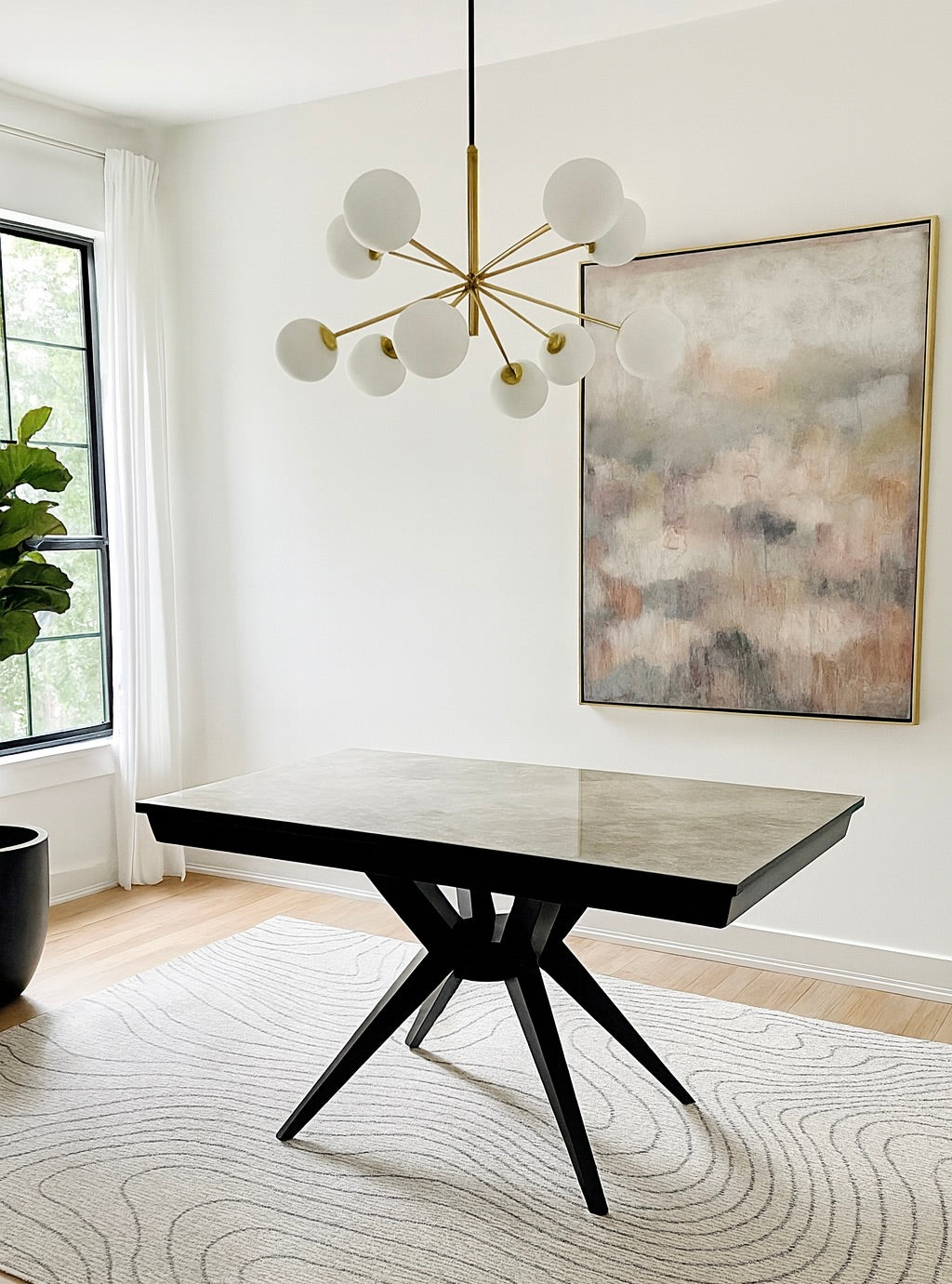 ATOMIC Mid Century Modern Ebonized DINING TABLE, c. 1950's