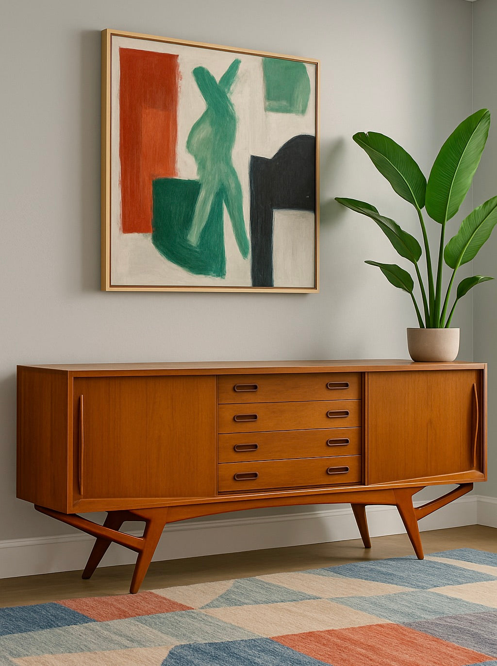 JAW DROPPING Mid Century MODERN styled Teak Credenza / media stand