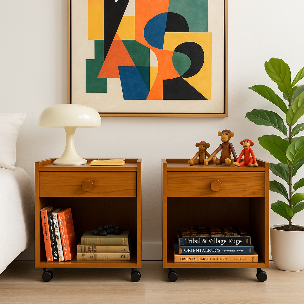 Pair of DANISH Mid Century MODERN Teak NIGHTSTANDS, c. 1960's
