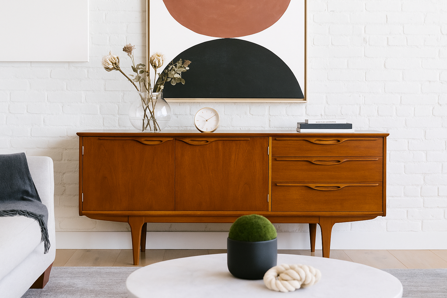 Mid Century Modern Danish Teak CREDENZA / Media Stand, c. 1960's