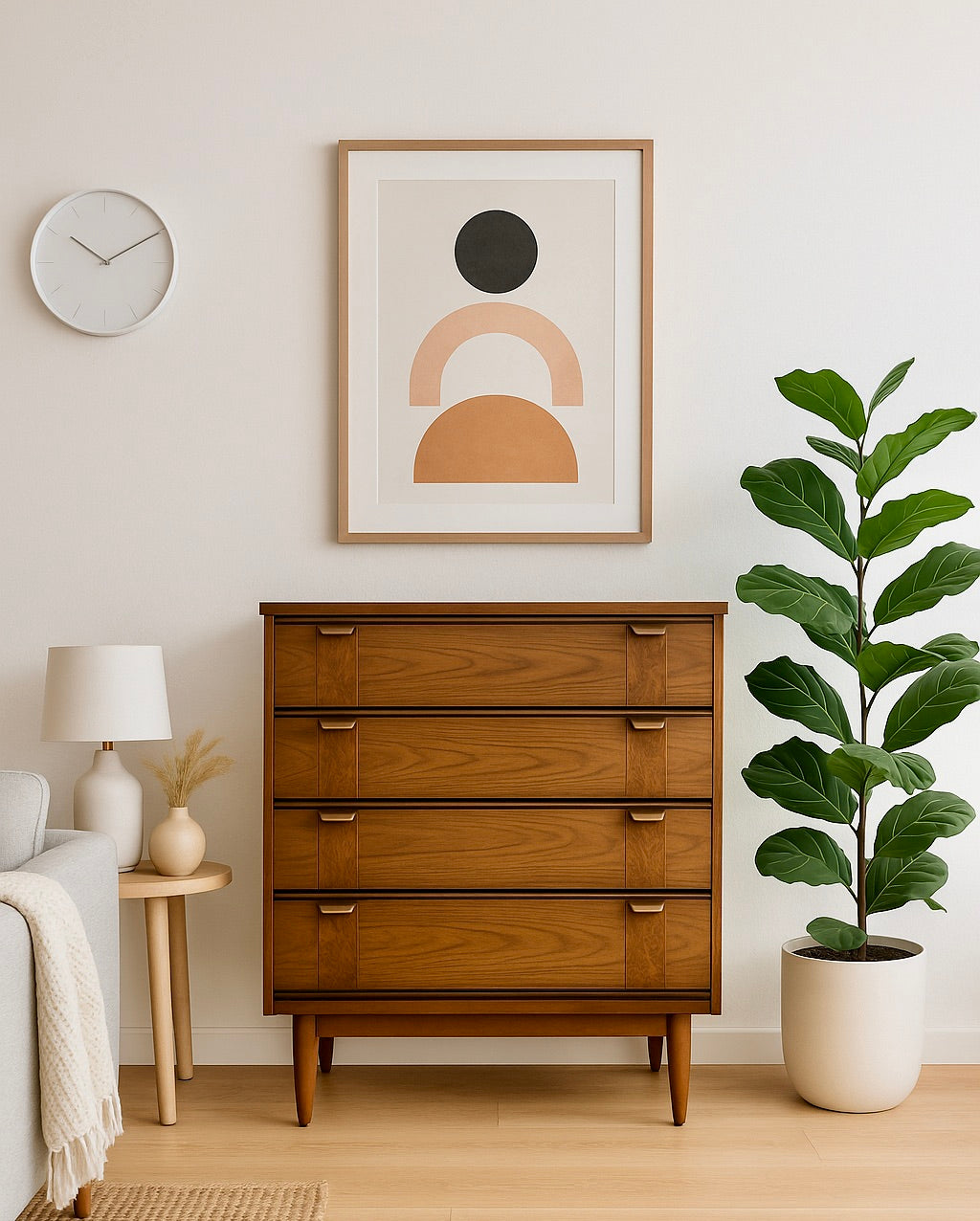 Mid Century MODERN Walnut DRESSER / Highboy, c. 1960's
