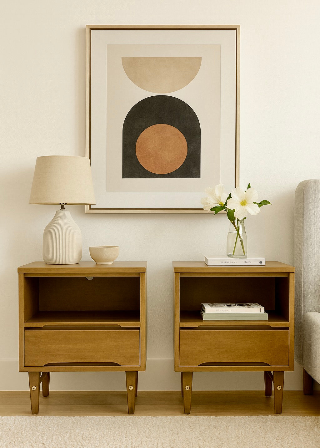 Mid Century MODERN Walnut NIGHTSTANDS / Bedside Tables by Stanley Furniture, c. 1960's