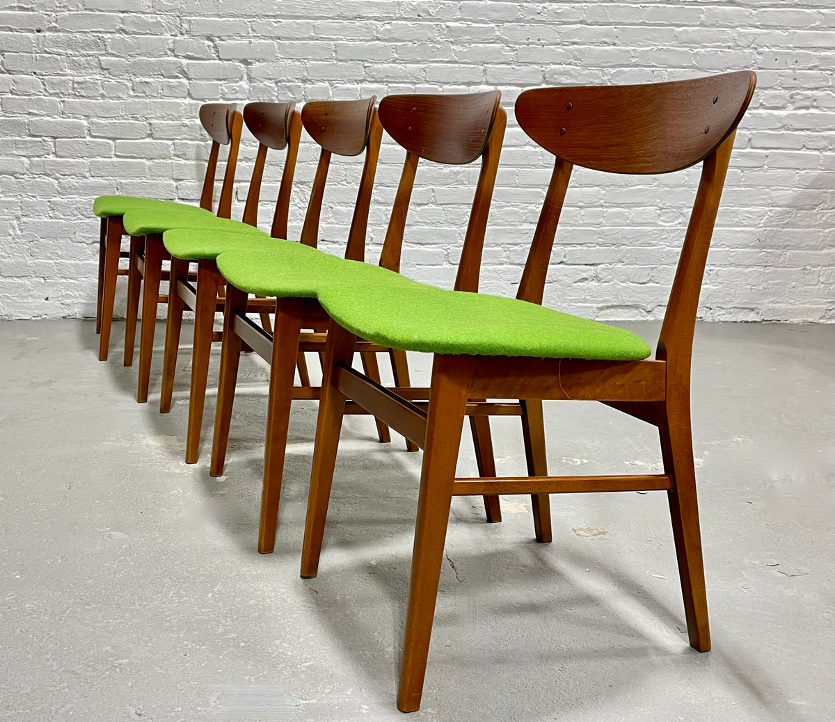Rare set of 5 Mid-Century Modern Danish teak dining chairs by