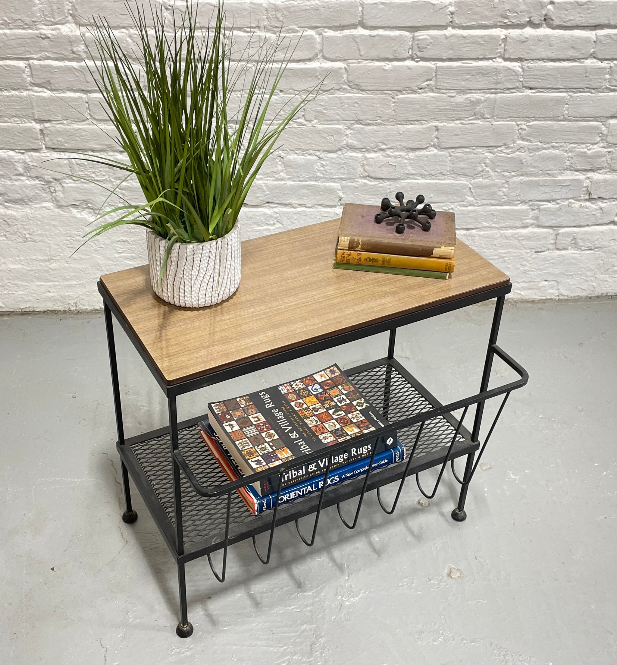 Mid Century MODERN Industrial Black METAL Magazine Stand