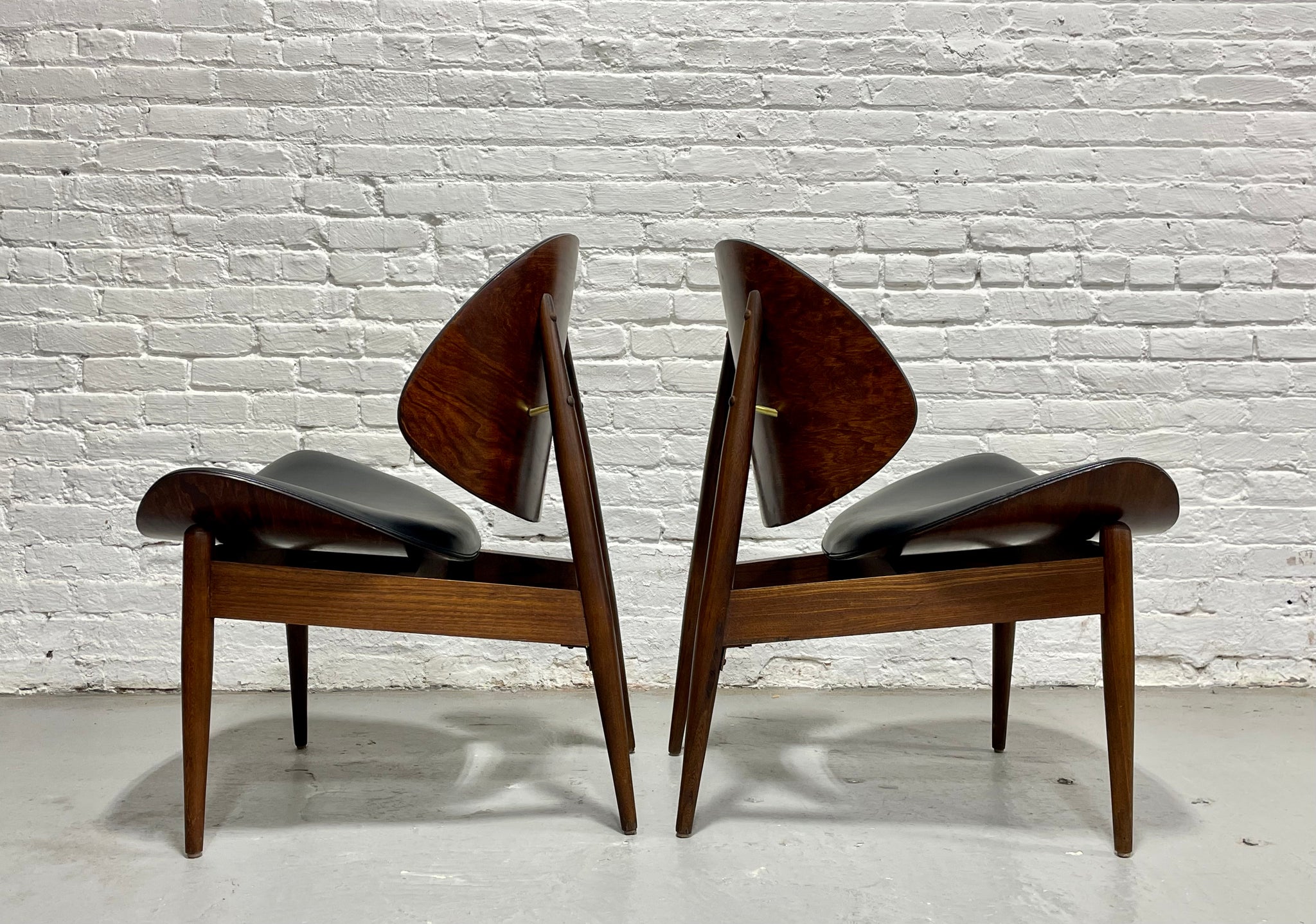 Mid Century MODERN Walnut CLAM CHAIRS by Kodawood a Pair Circa60