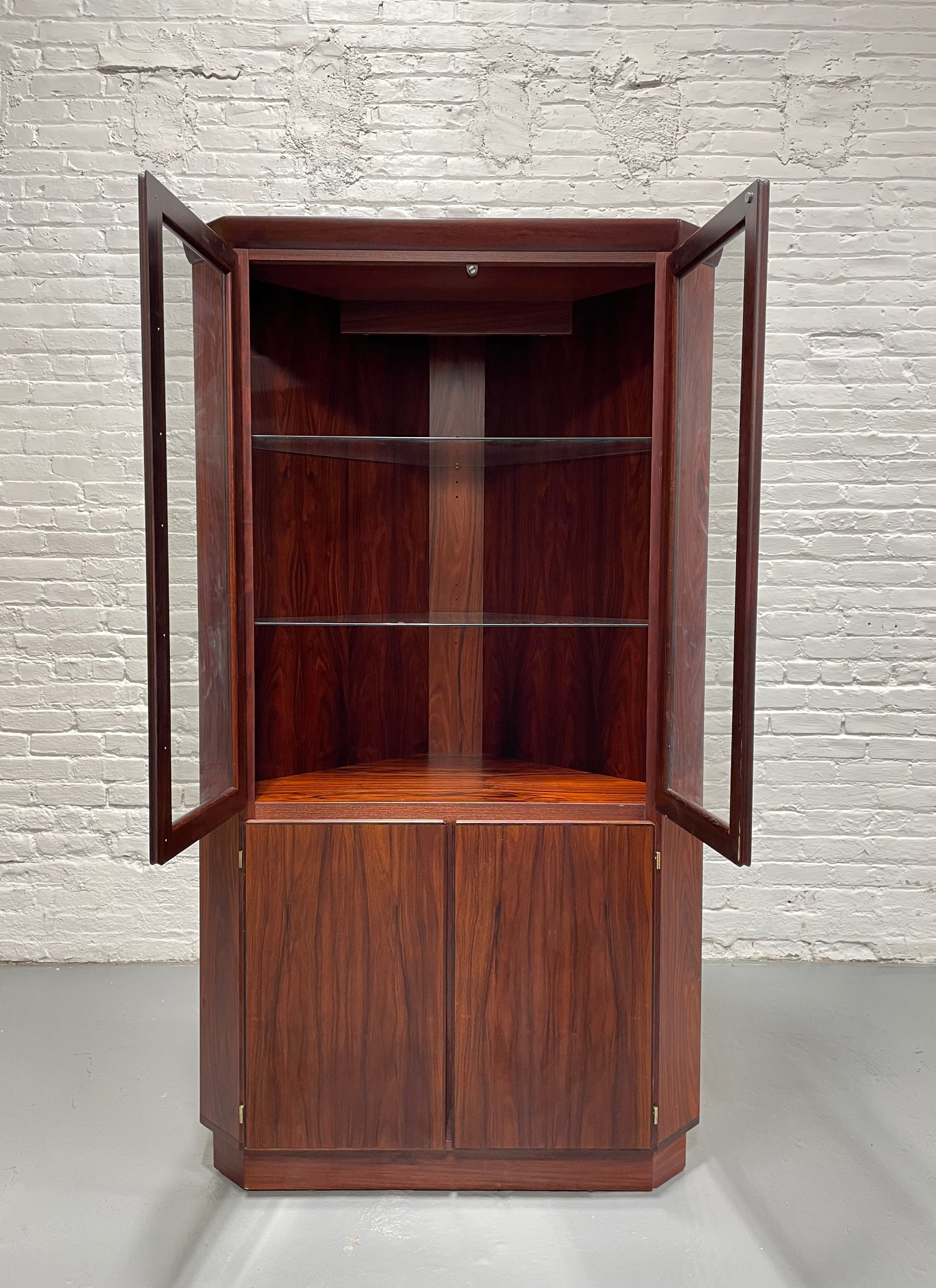 DANISH Mid Century Modern TEAK CORNER Bookcase / China Cabinet by Skovby, Made in Denmark