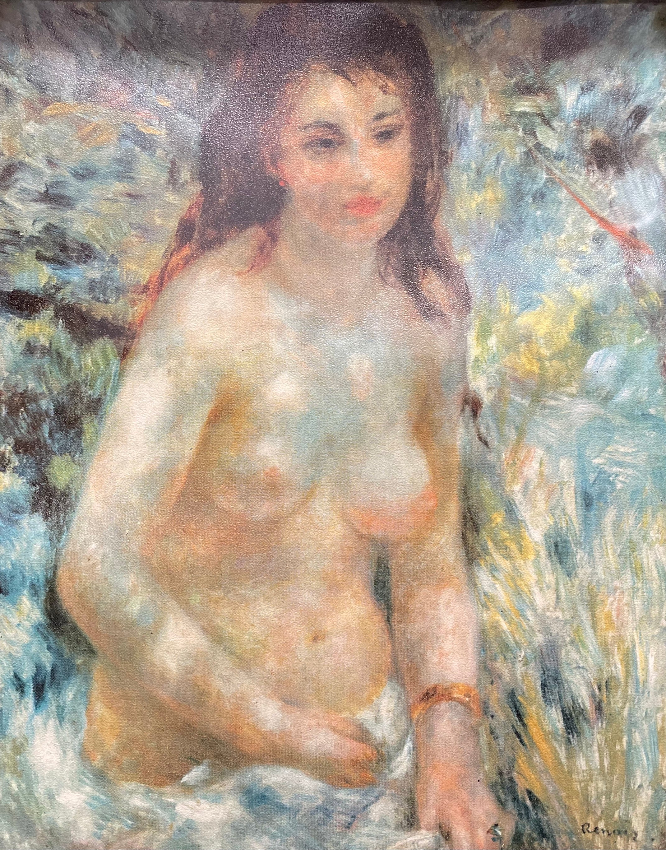 FRAMED Female Nude Vintage Renoir Reproduction ARTWORK Wall Hanging