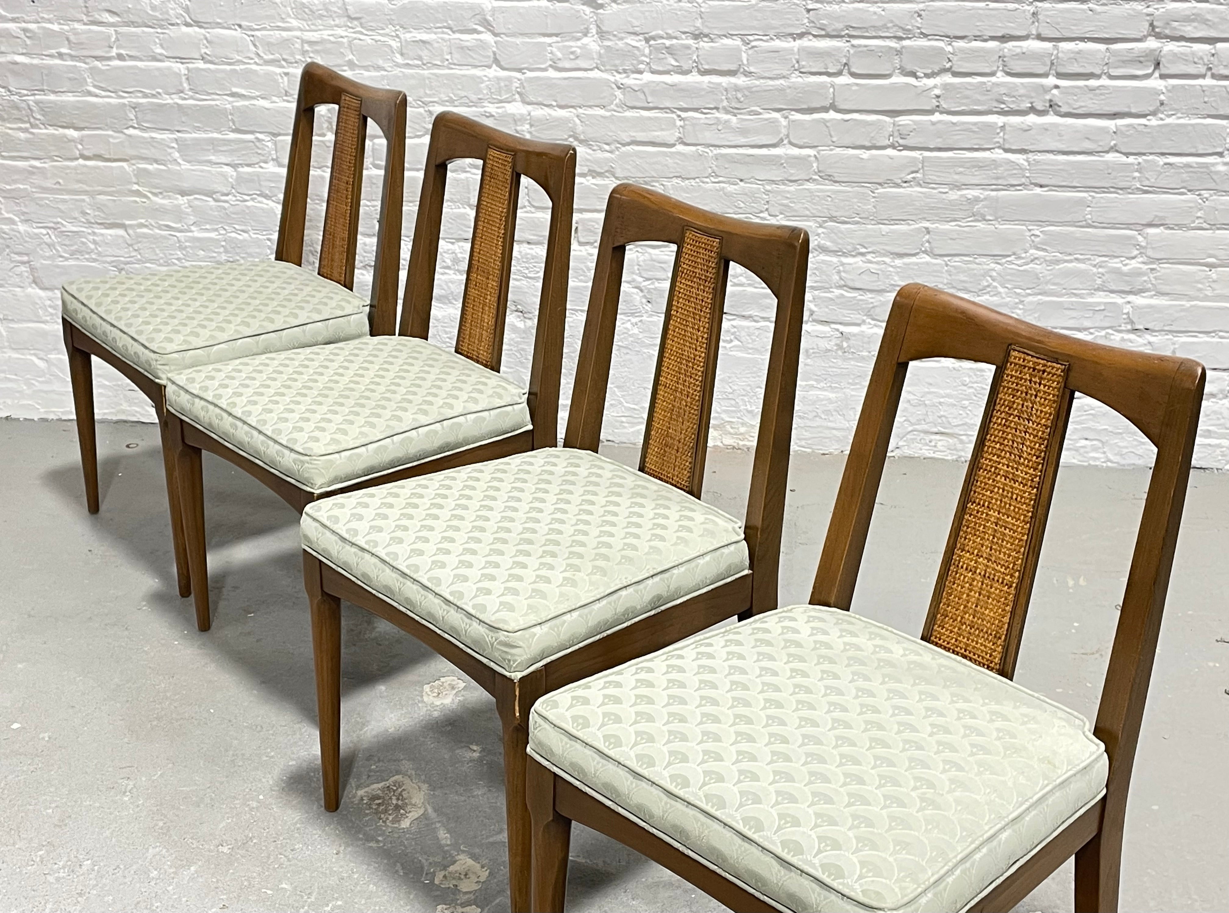 Mid Century Modern Walnut CANED DINING CHAIRS, Set of 6