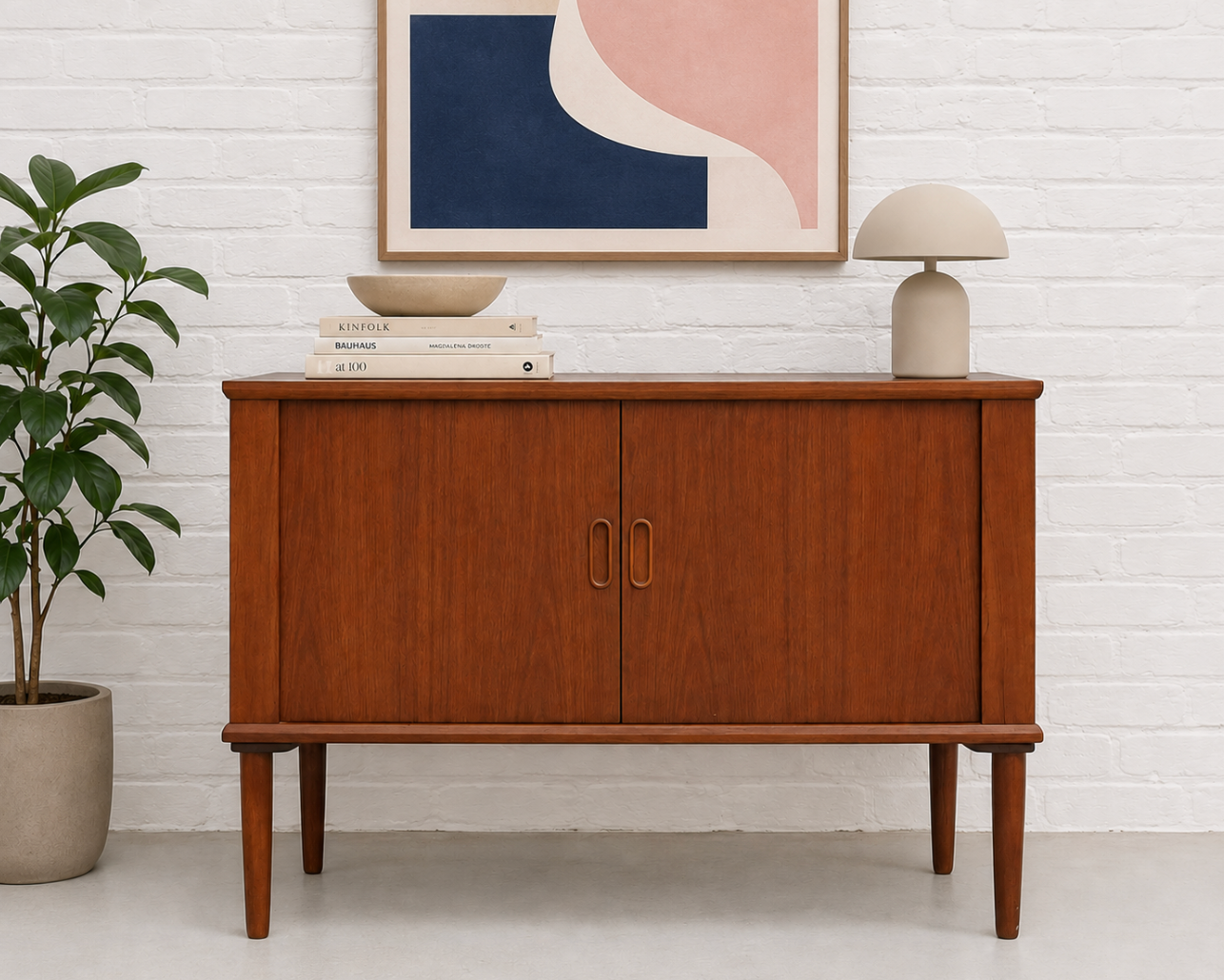 DANISH Mid Century MODERN Tambour Door Jr. Credenza / Vinyl Record