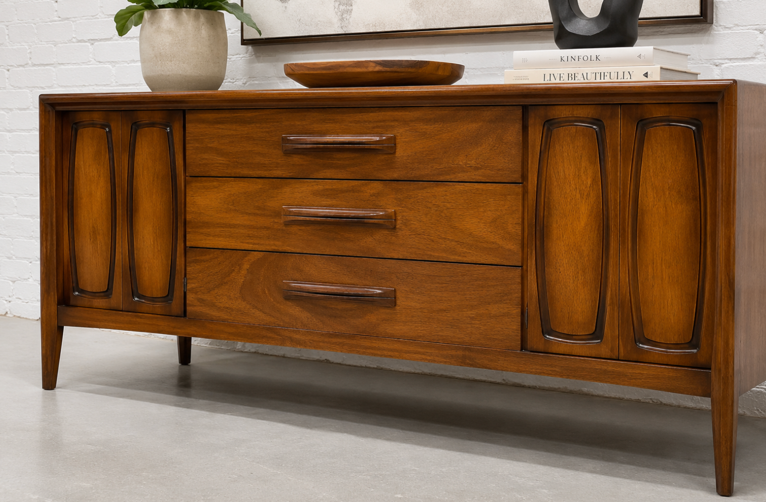 mid century modern credenza dresser Midcentury Modern Vintage Credenza Dresser TV Console Kent #59292