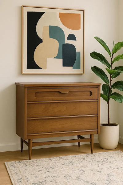Mid Century MODERN WALNUT Petite DRESSER by Bassett Furniture Co