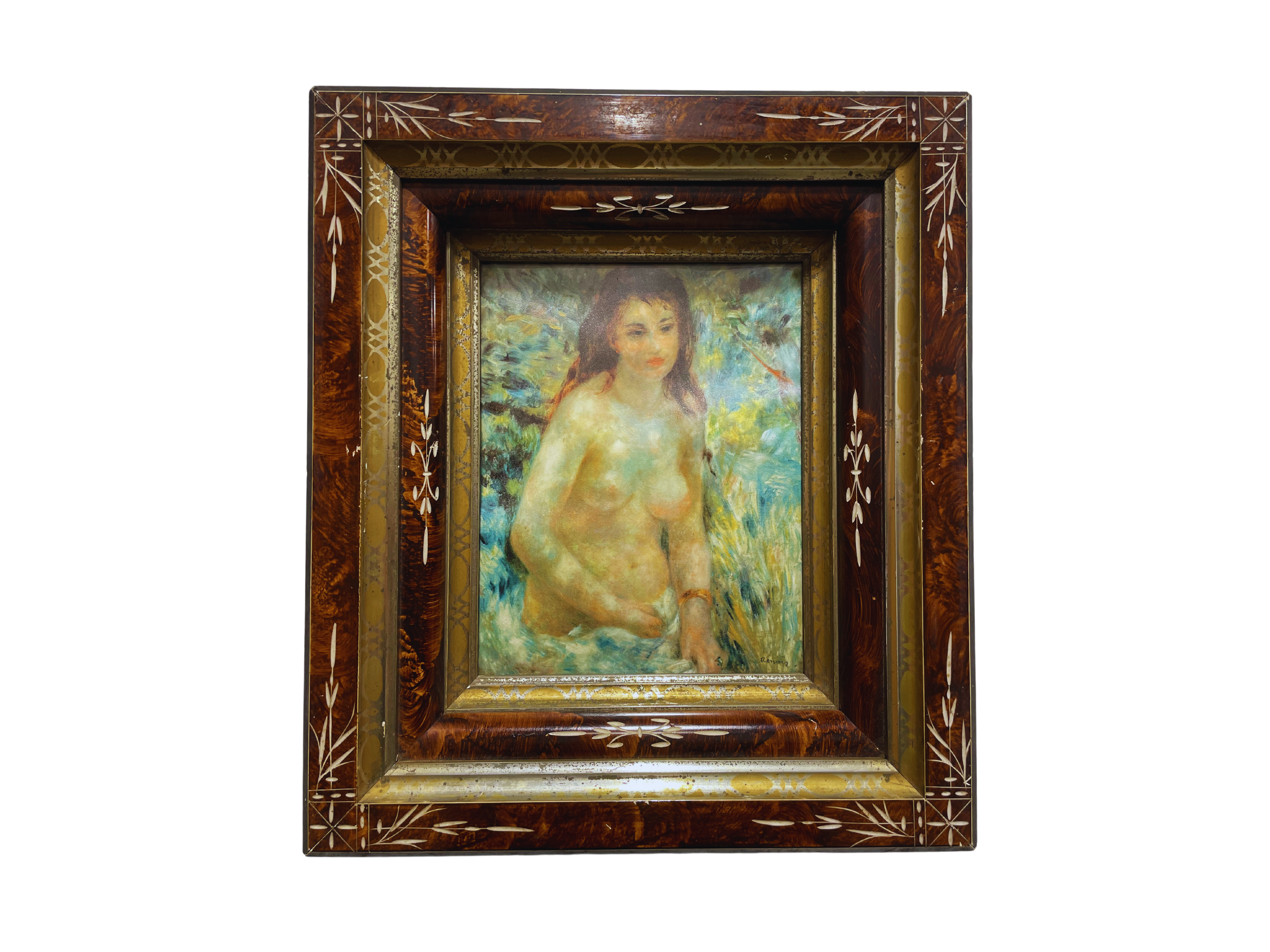 renoir impressionist art artwork framed wood nude female